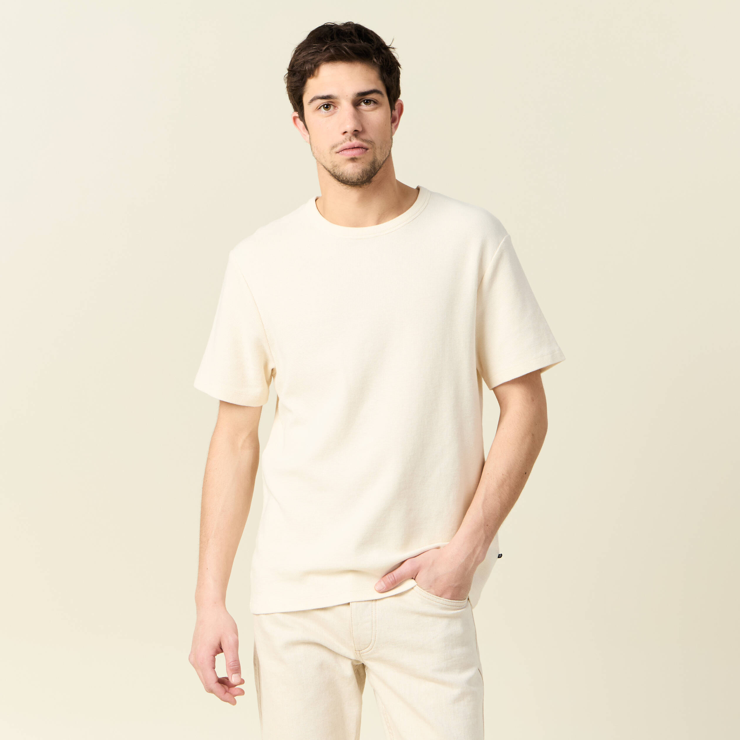 T-shirt manches courtes ecru homme