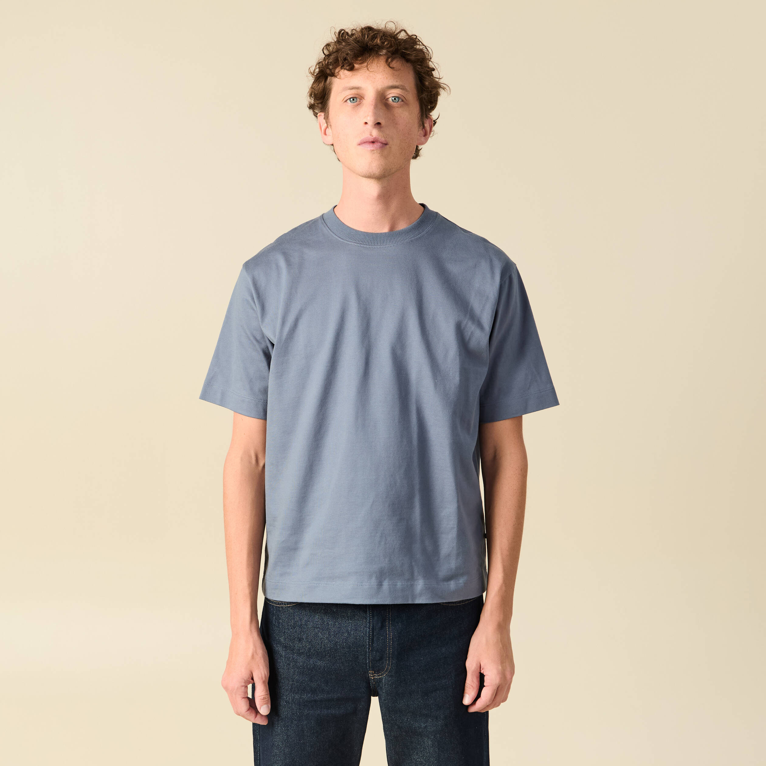 T-shirt en coton bleu gris homme