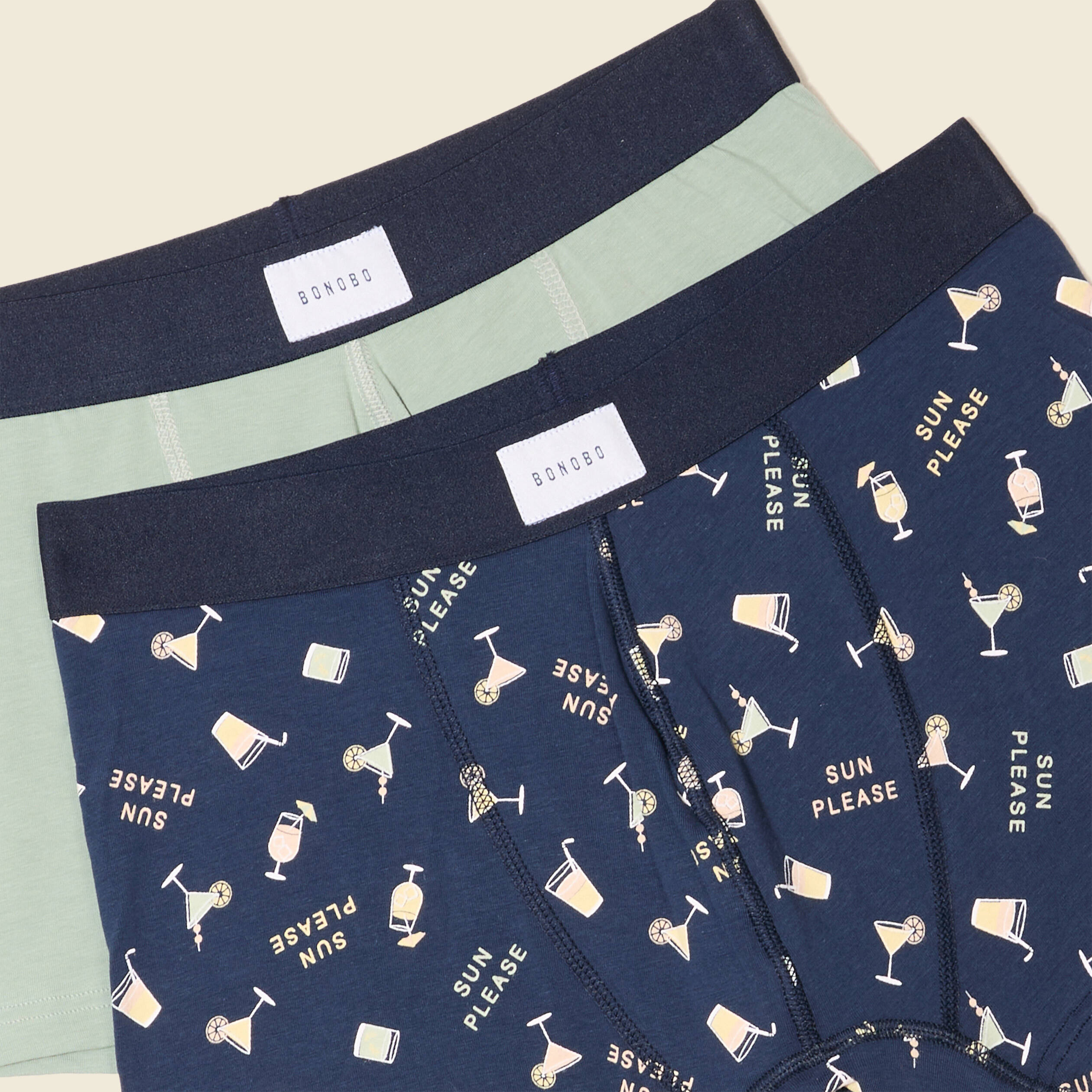 lot 2 boxers vert olive homme Lot 2 boxers vert olive homme