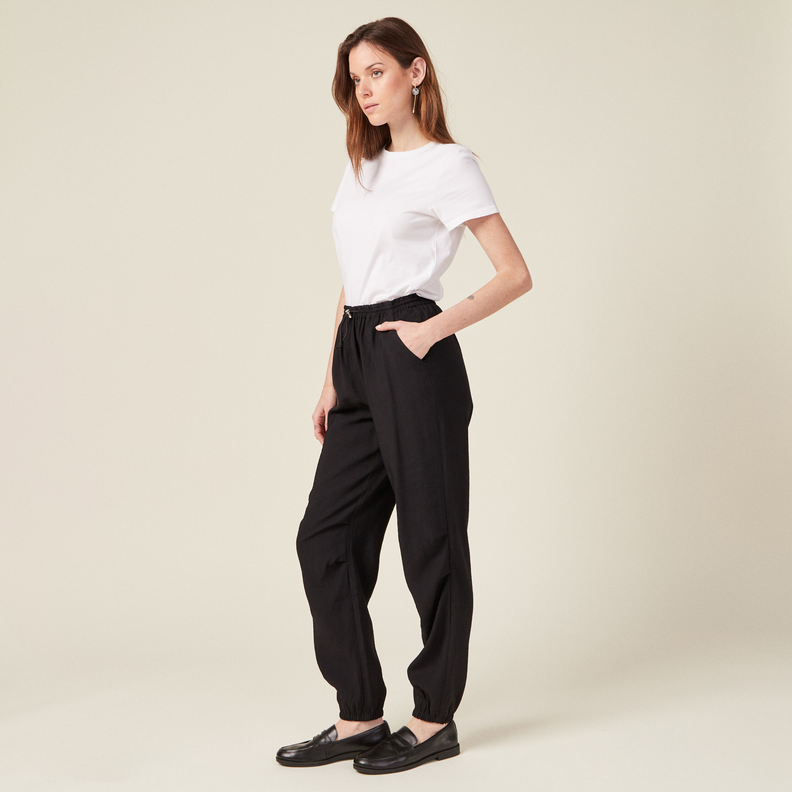 Pantalon Cargo, Noir Femme