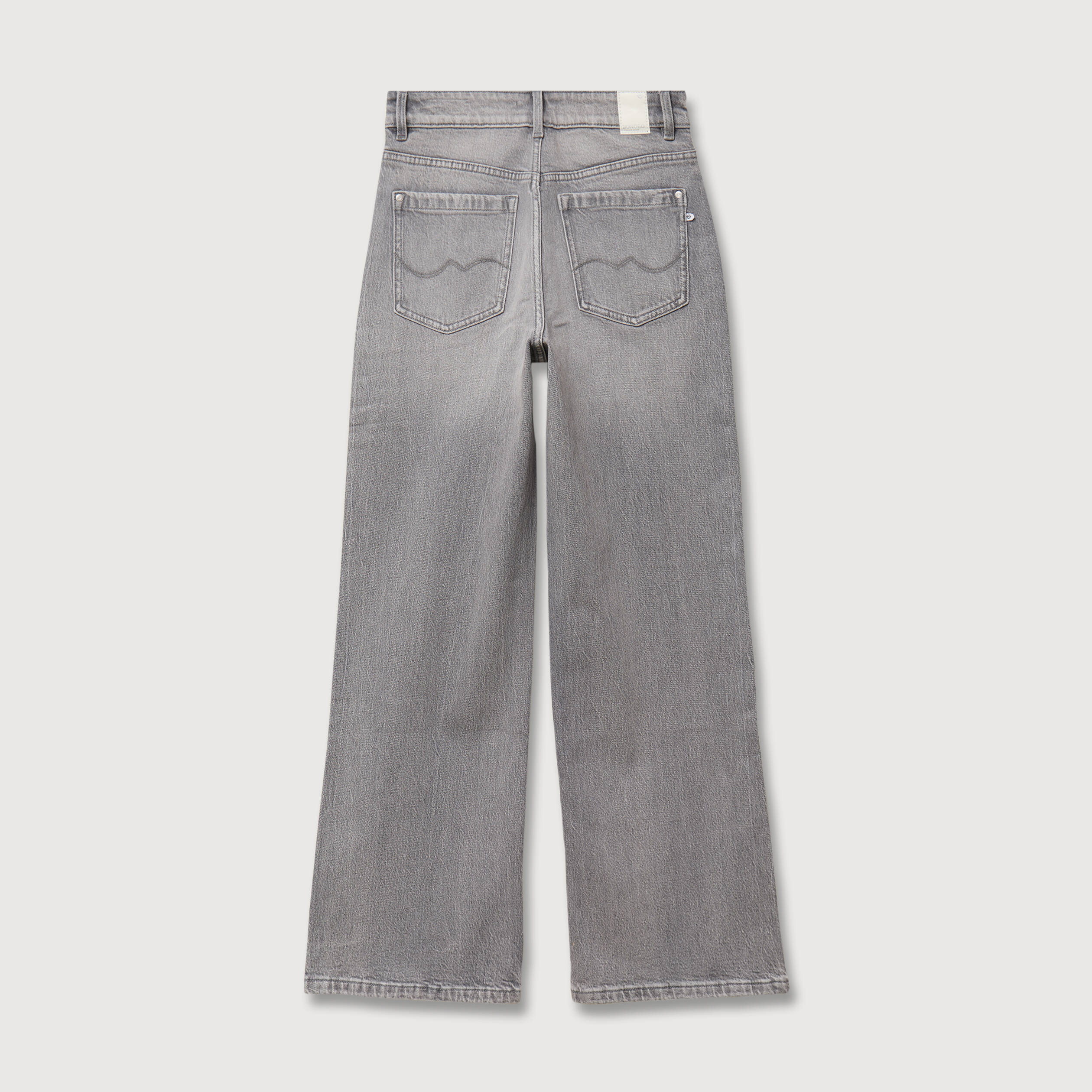 Jeans large taille haute denim gris femme