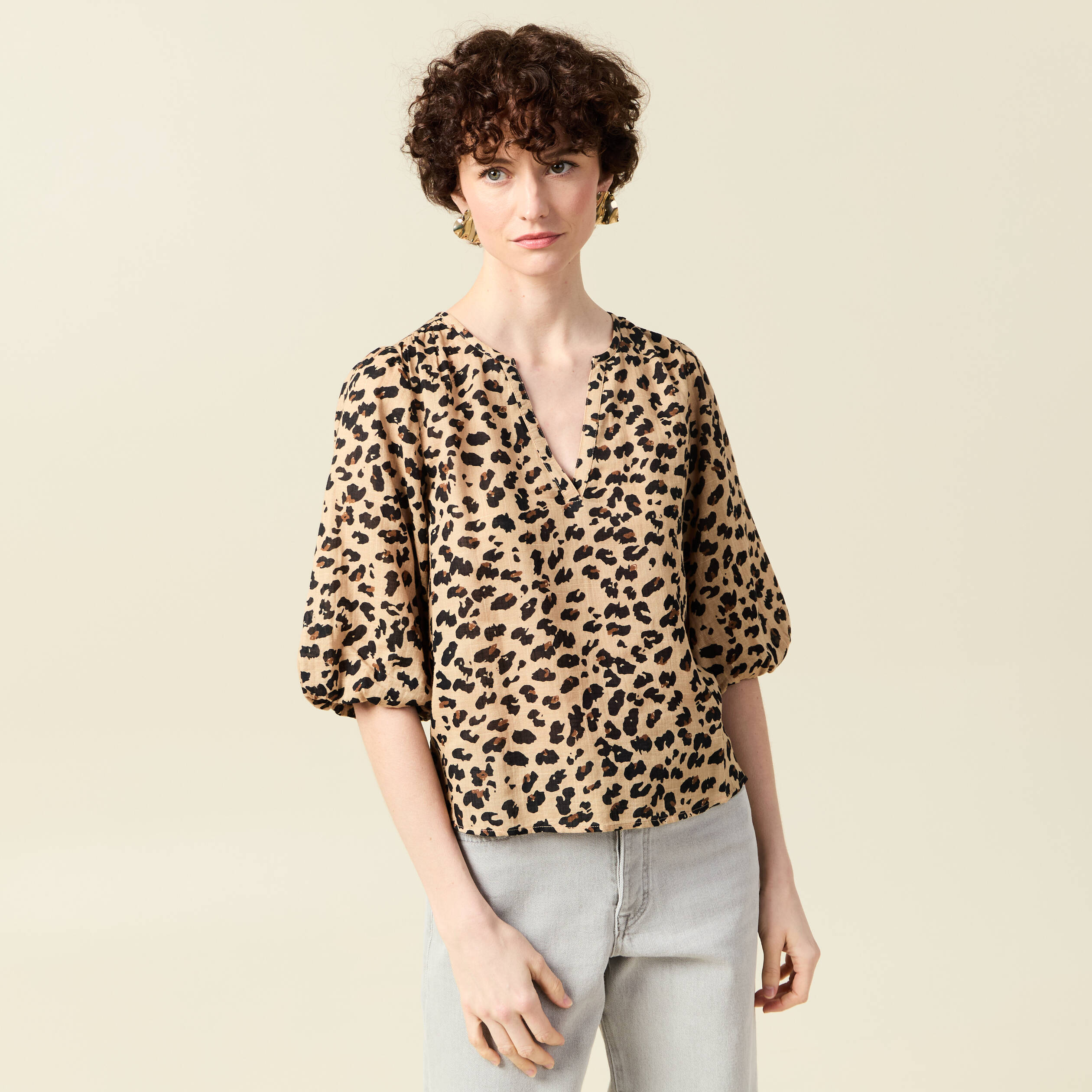 blouse manches courtes marron clair femme Blouse manches courtes marron clair femme