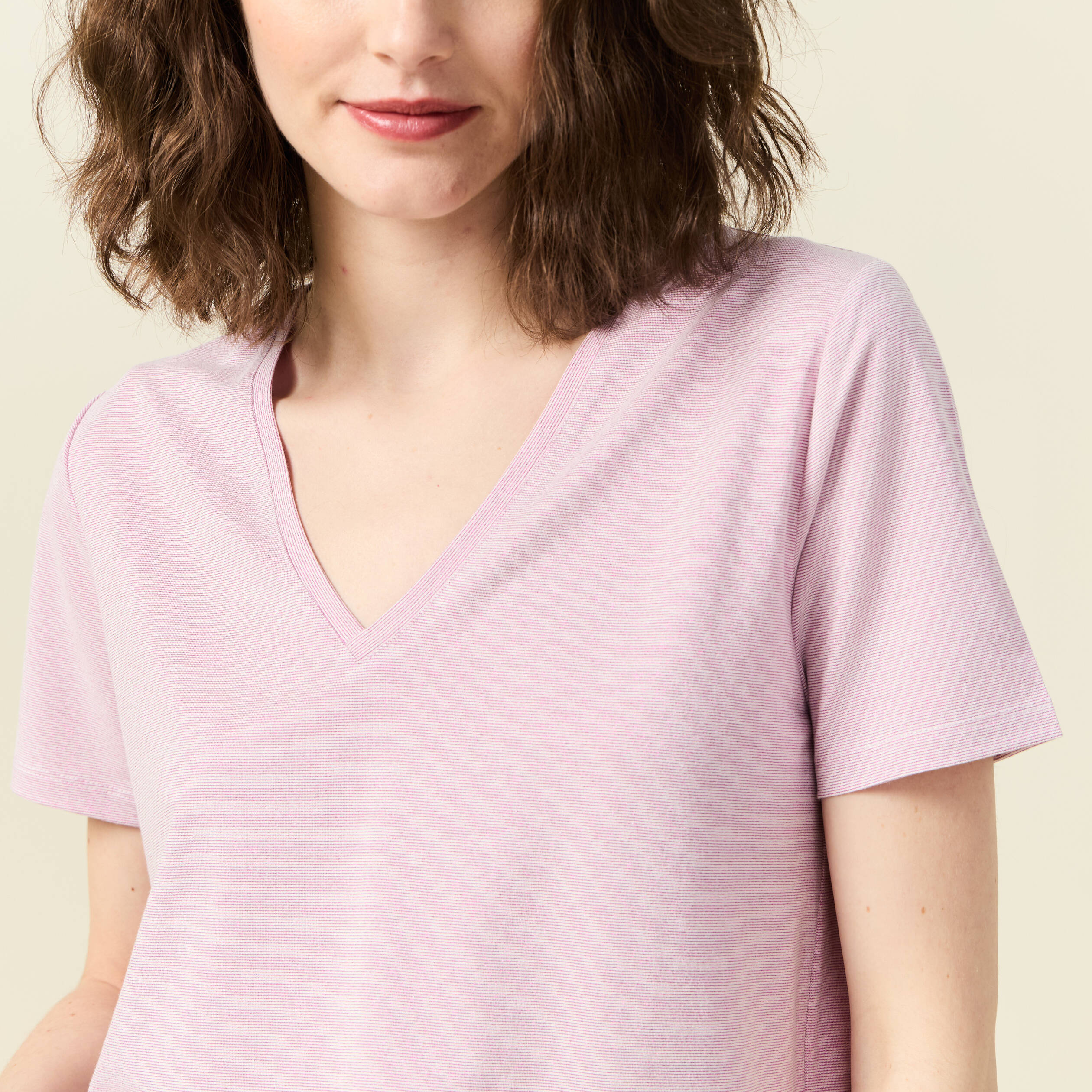 t shirt manches courtes rose clair femme T-shirt manches courtes rose clair femme