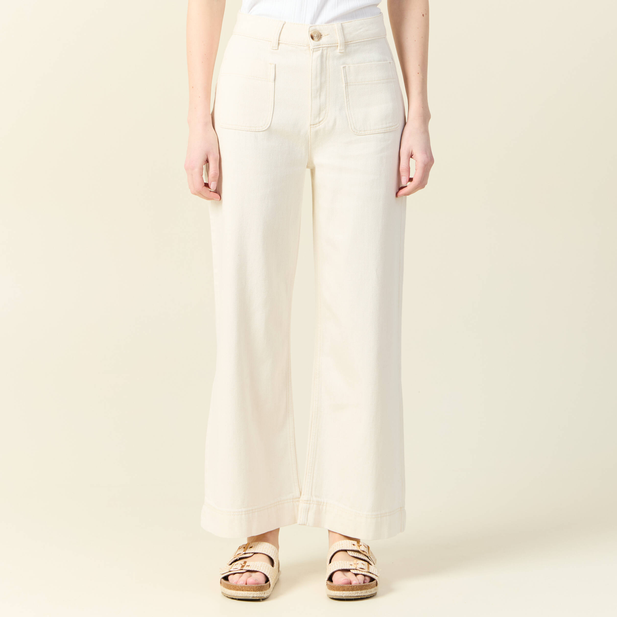 pantalon large denim blanc femme Pantalon large denim blanc femme