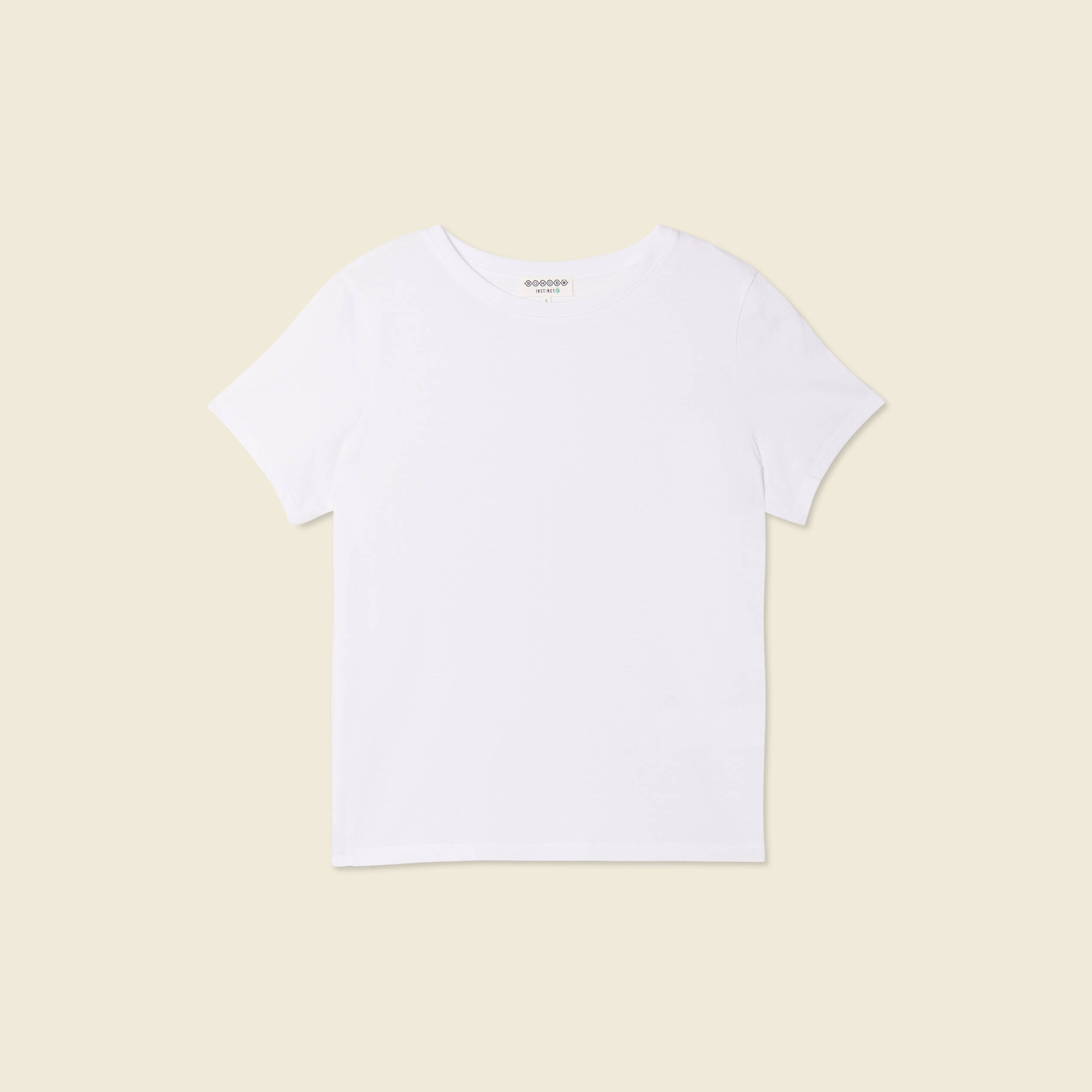 T-shirt cintr&eacute; col rond manches courtes blanc femme