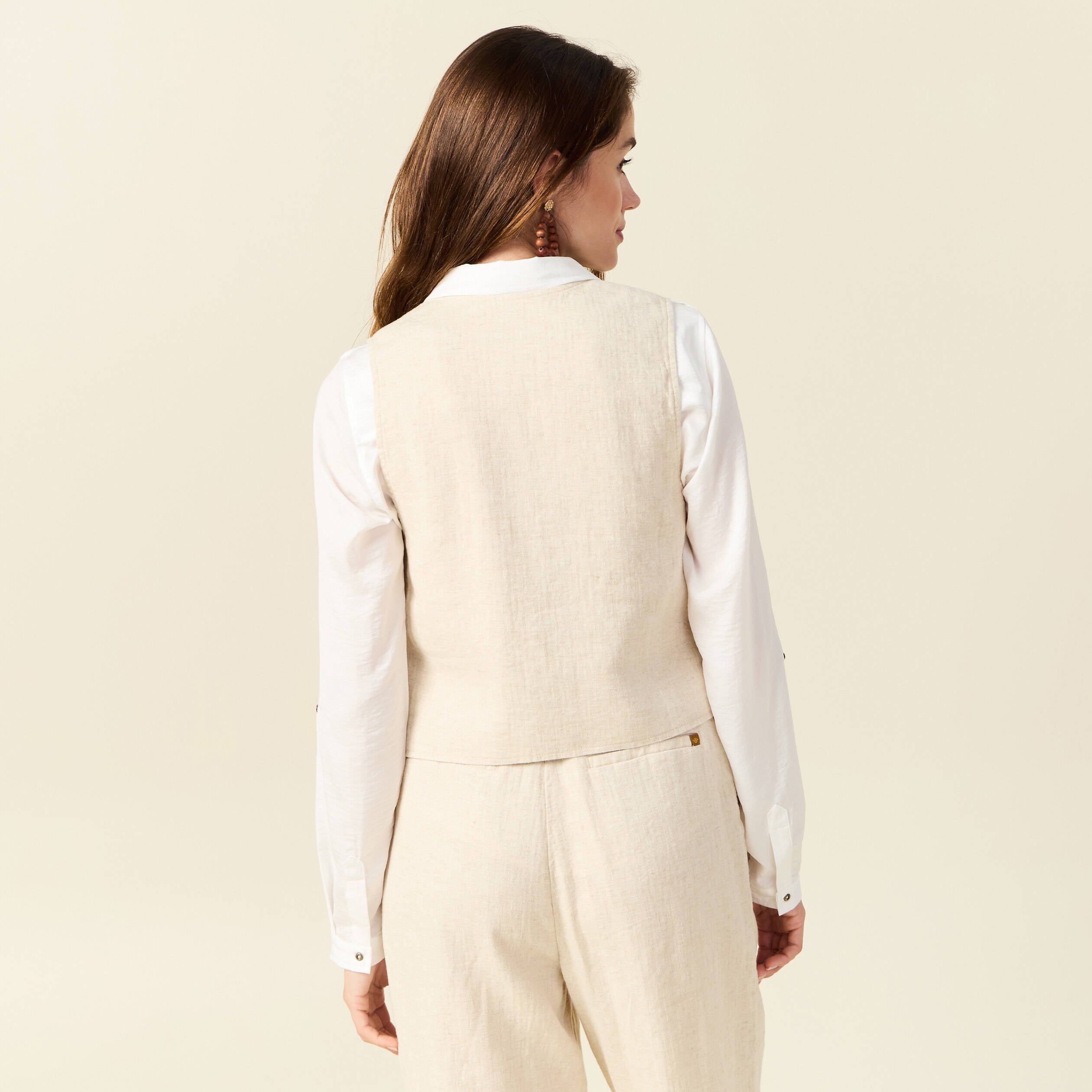 Gilet ajust&eacute; sans manches doubl&eacute; sable femme