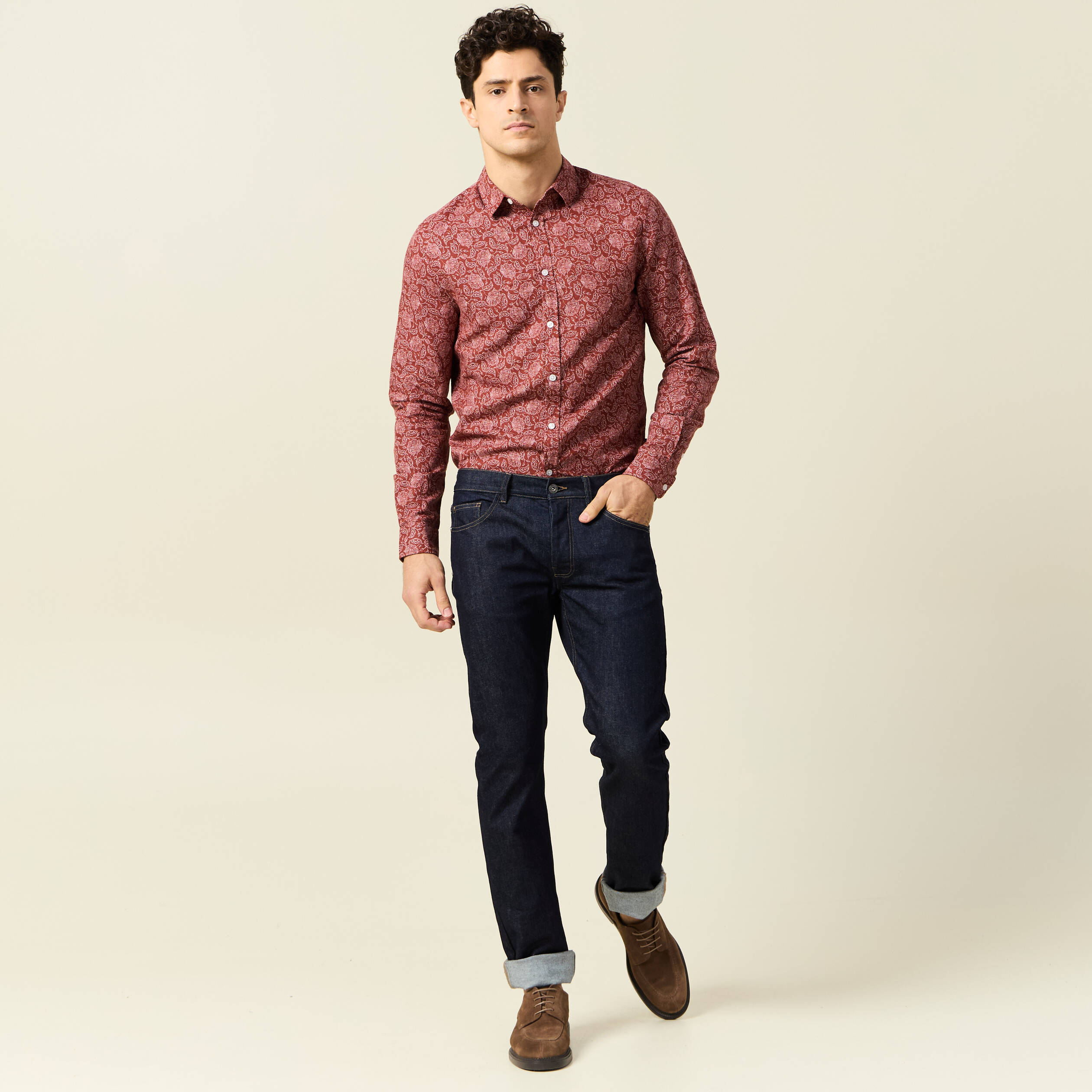 chemise manches longues marron homme Chemise manches longues marron homme