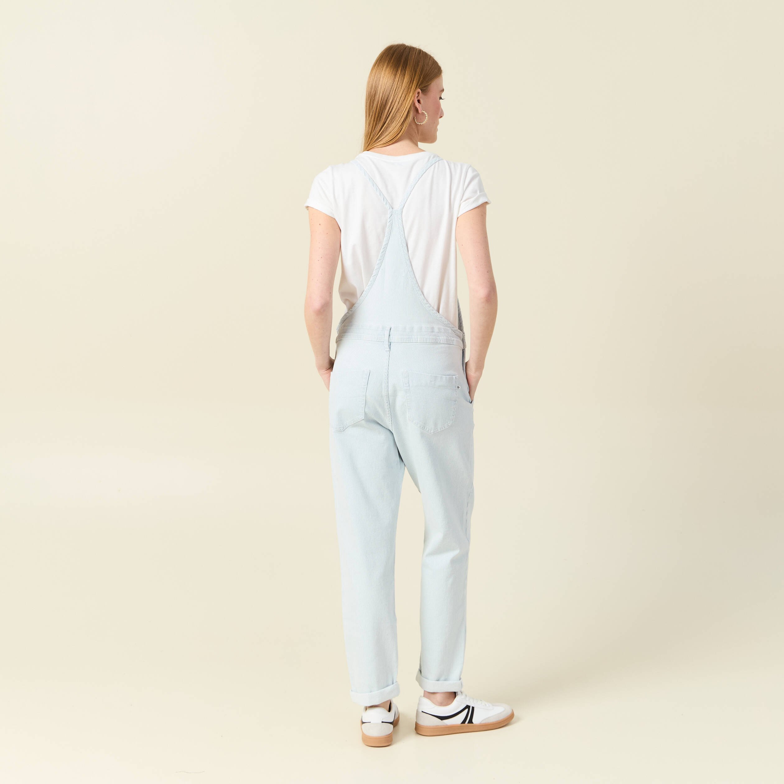 salopette mom en jeans denim bleach femme Salopette mom en jeans denim bleach femme