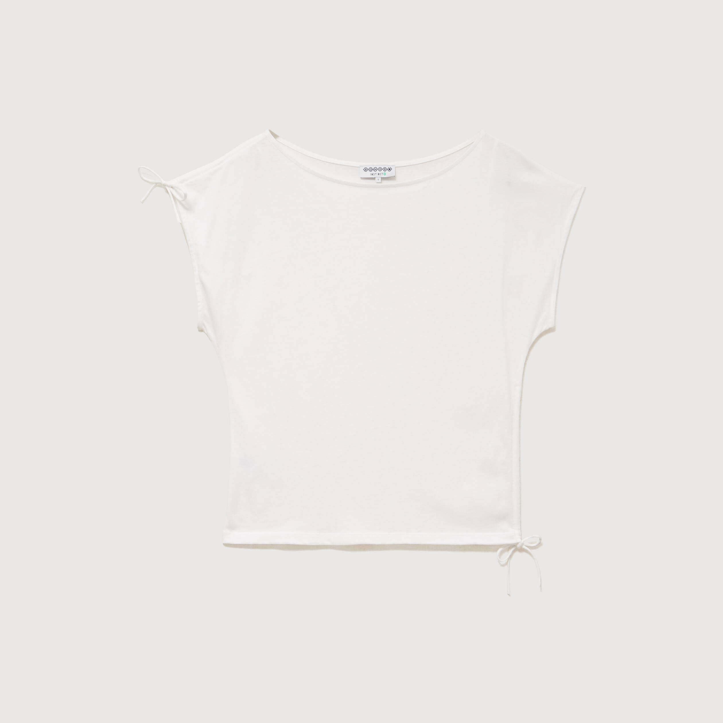 T-shirt col bateau manches courtes ecru femme