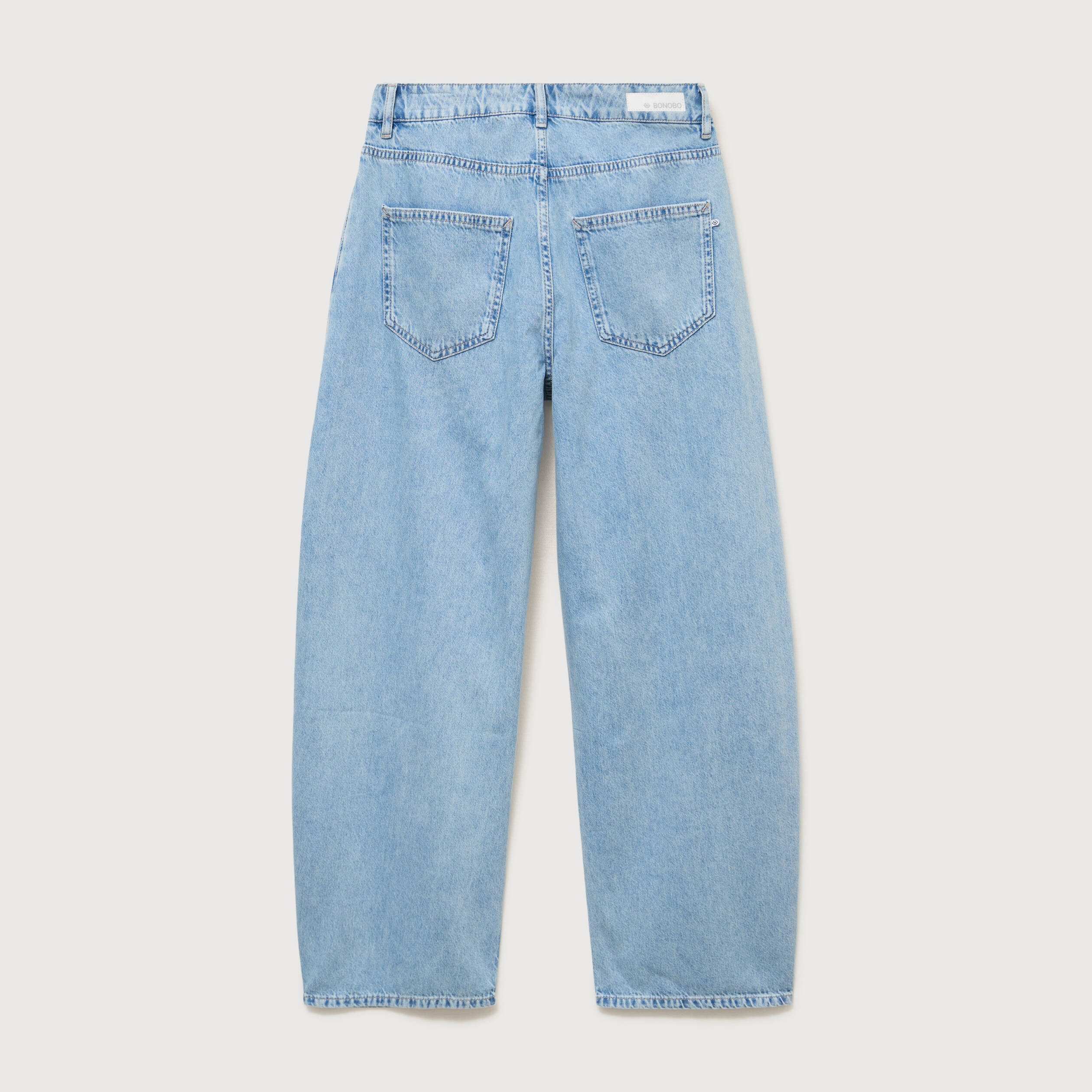 Jeans wide leg cropped taille bascul&eacute;e bleu ciel femme