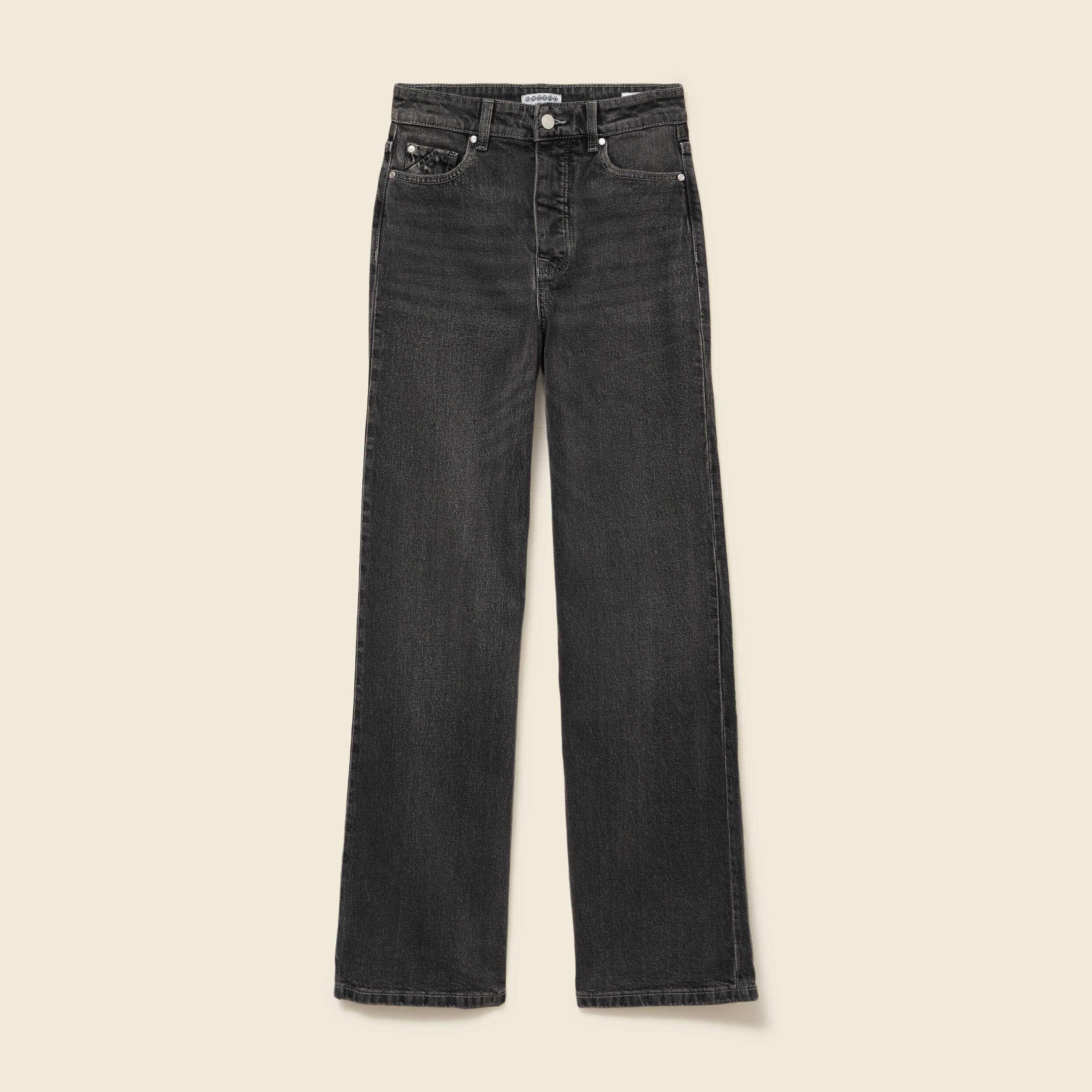 jeans large taille haute denim snow gris femme Jeans large taille haute denim snow gris femme