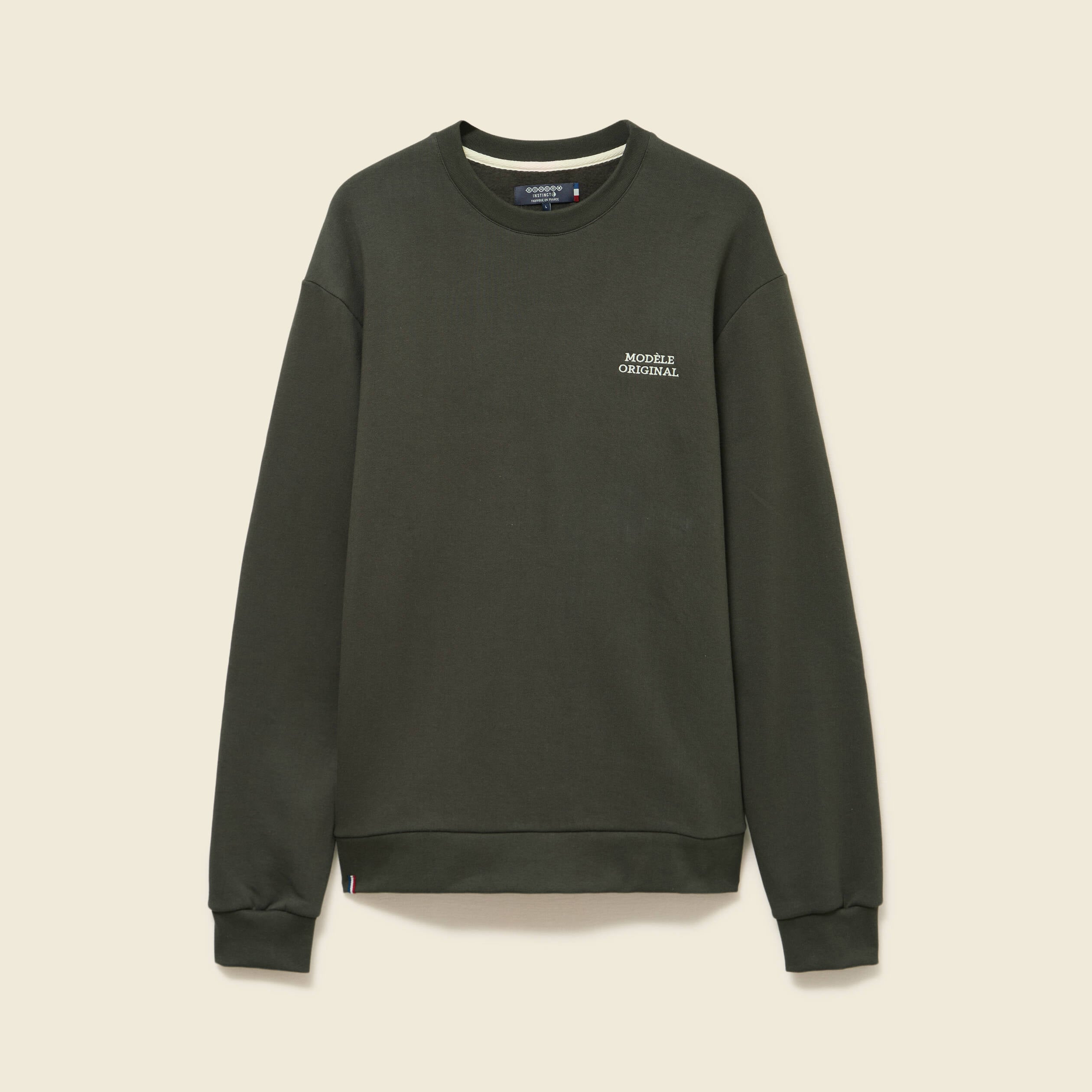 Sweat manches longues vert kaki homme