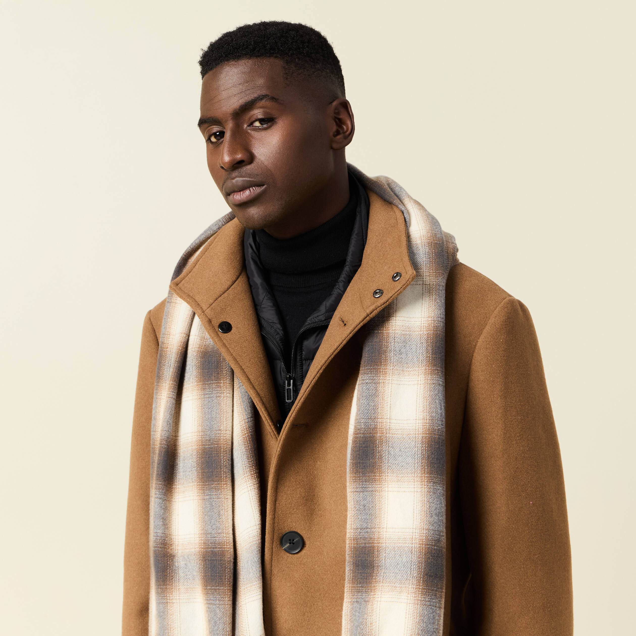 &Eacute;charpe &agrave; franges marron homme