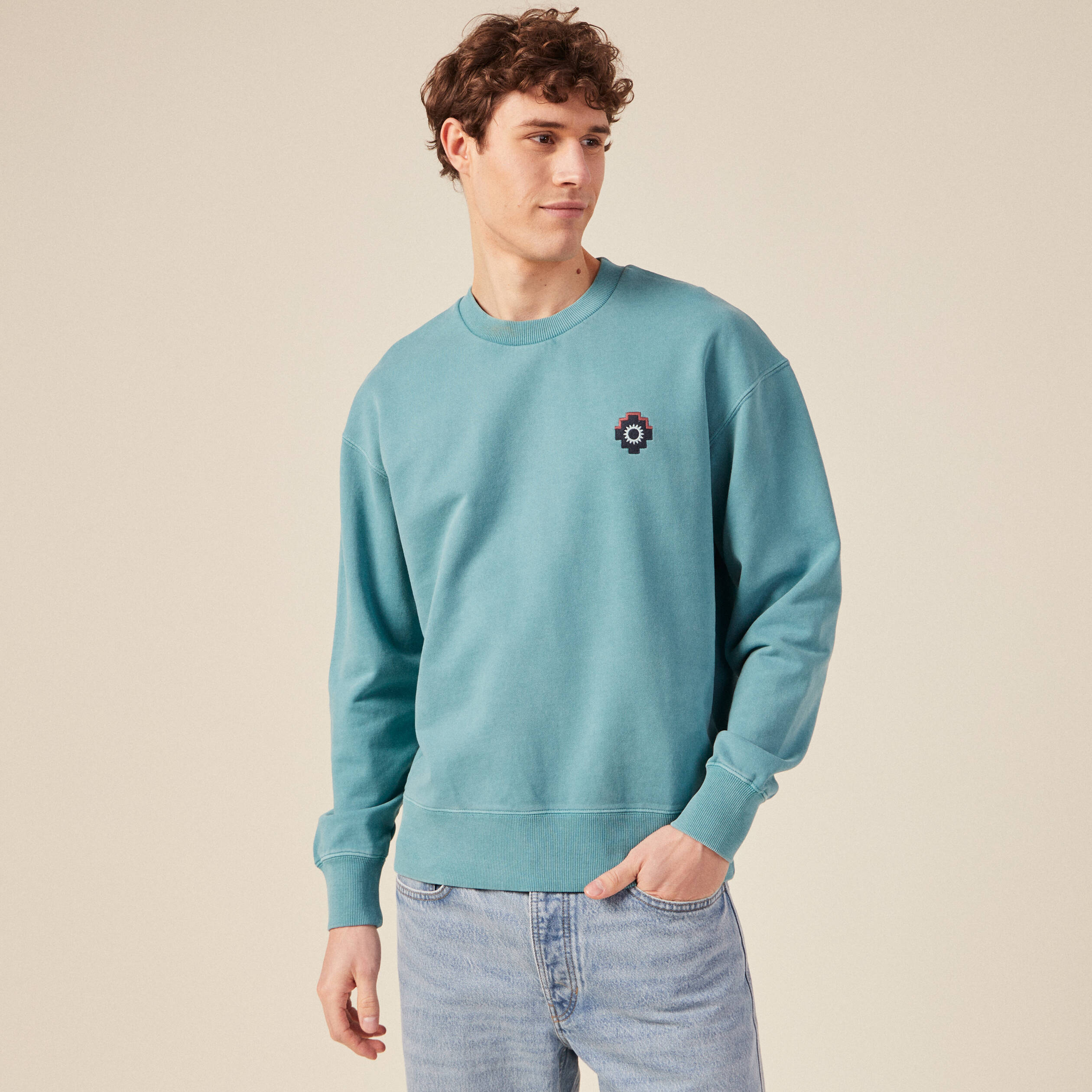 Sweat manches longues bleu petrole homme Bonobo