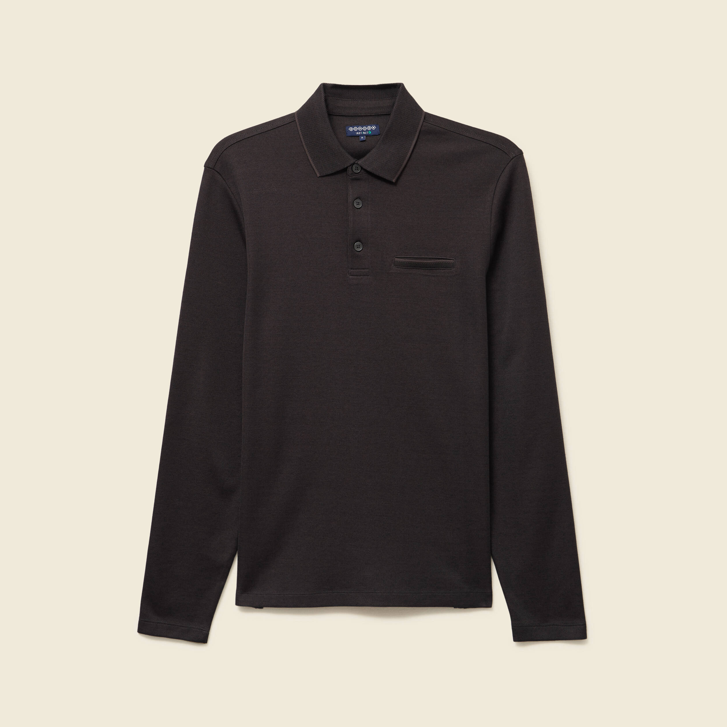 Polo cintr&eacute; manches longues marron fonc&eacute; homme