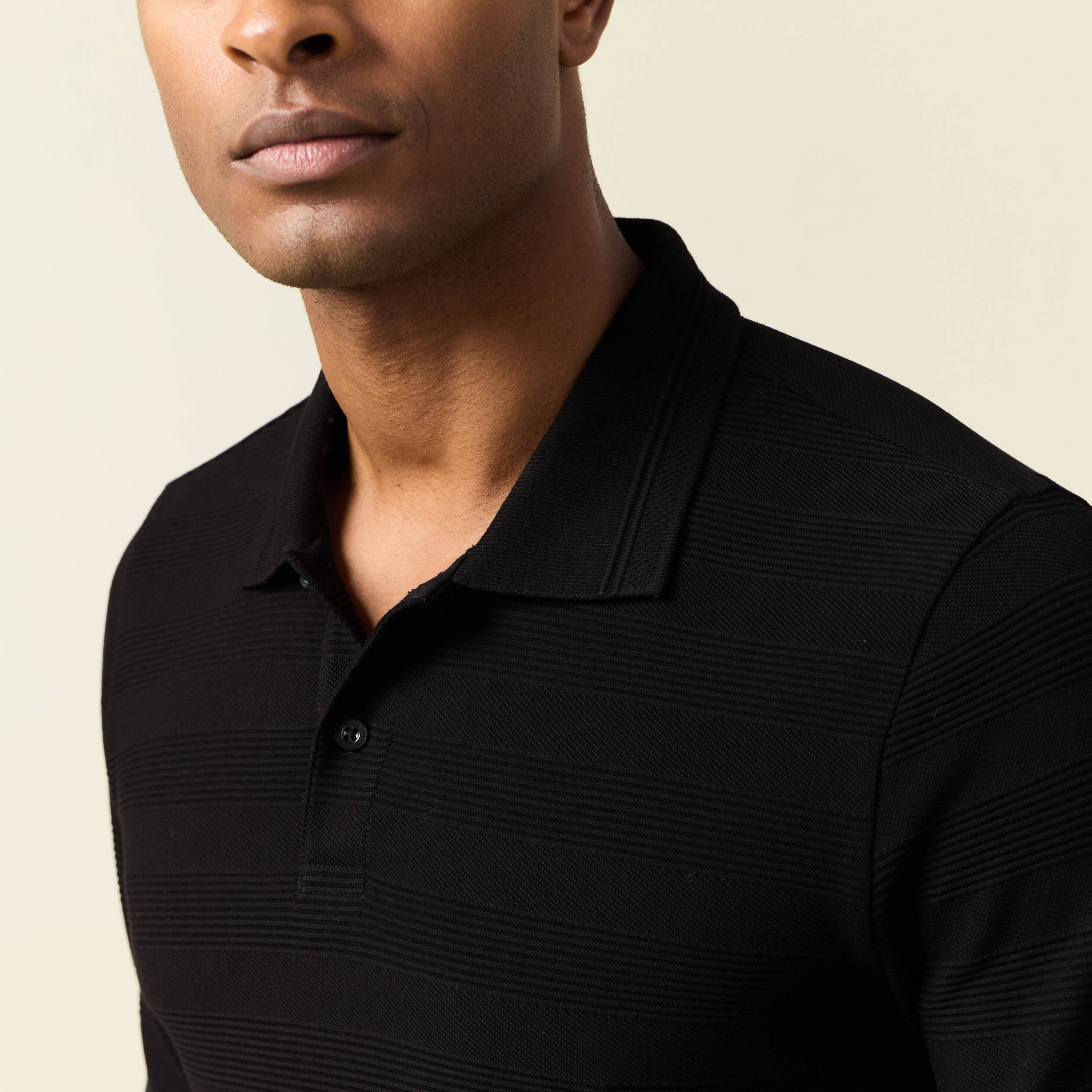 Polo manches longues noir homme