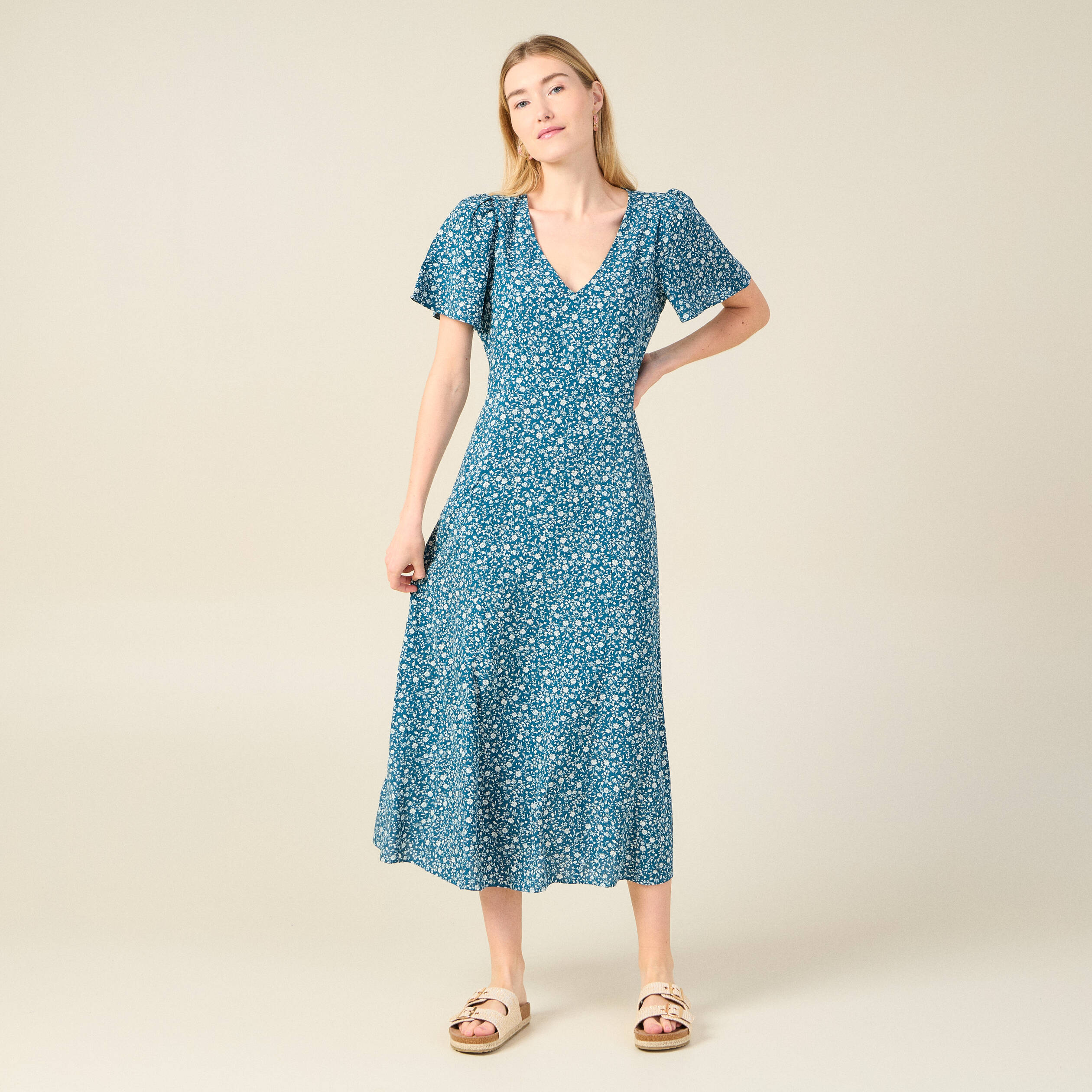robe longue eco responsable bleu femme Robe longue éco-responsable bleu femme