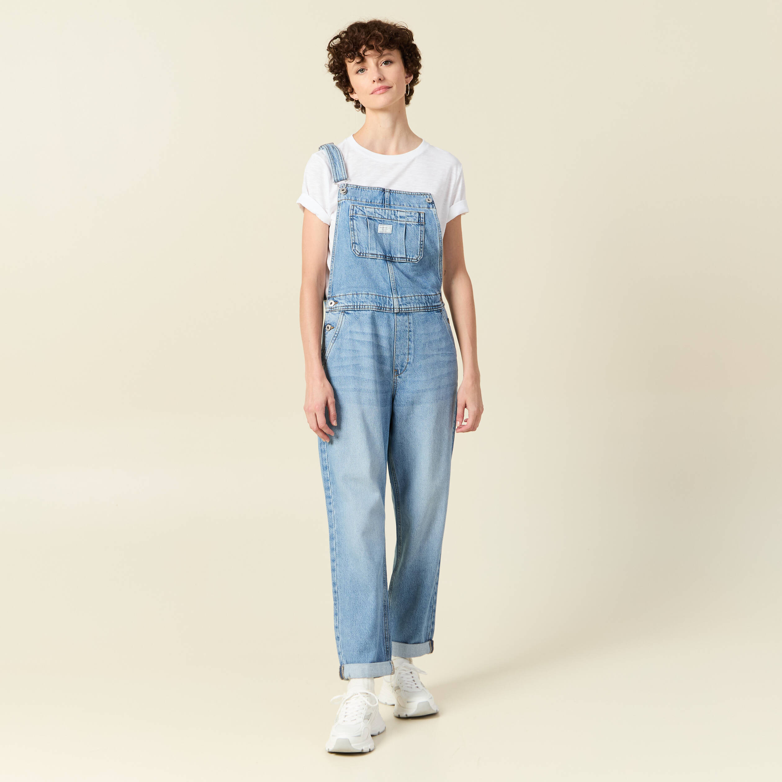 Salopette en jean denim stone femme
