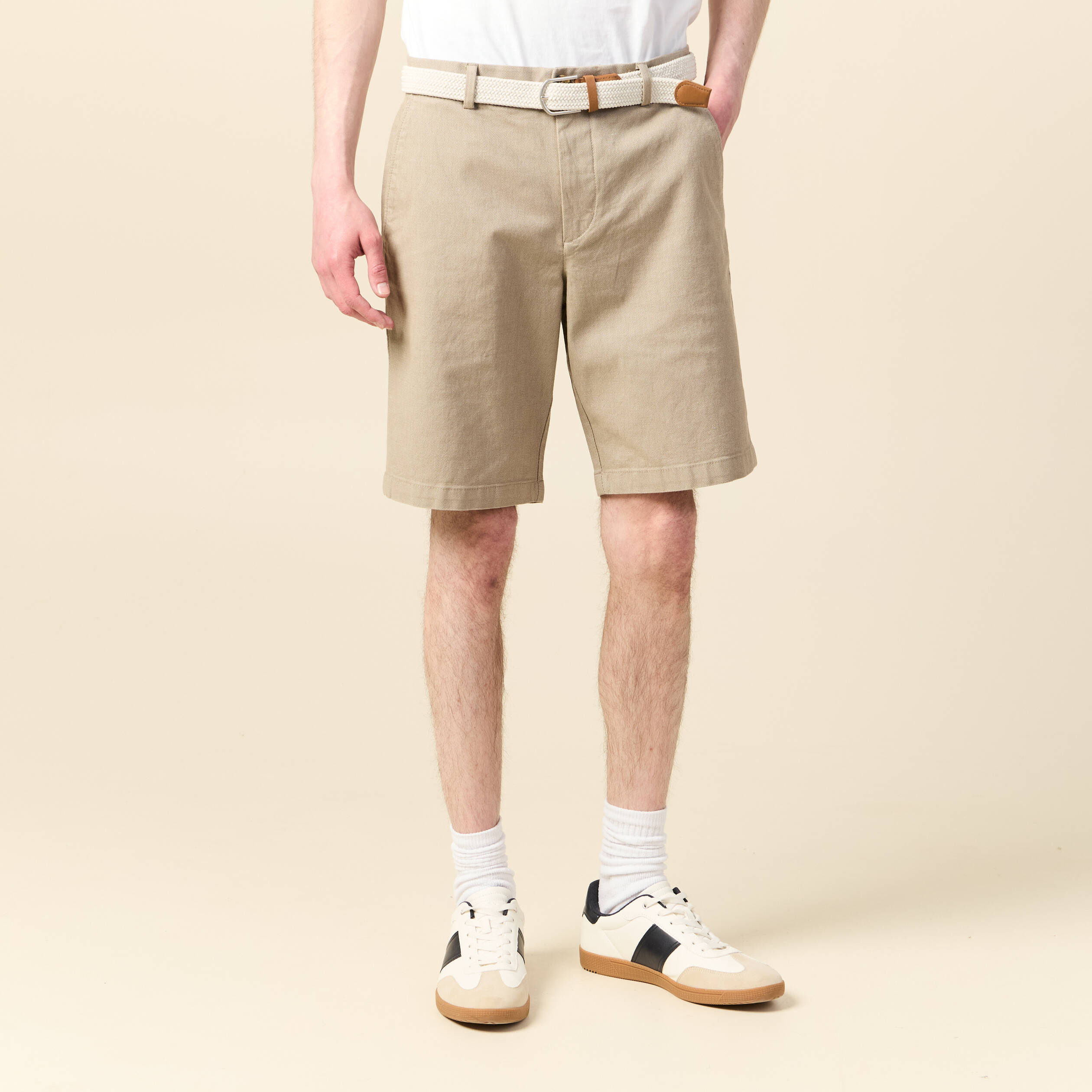 bermuda droit chino ceinture sable homme Bermuda droit chino ceinture sable homme