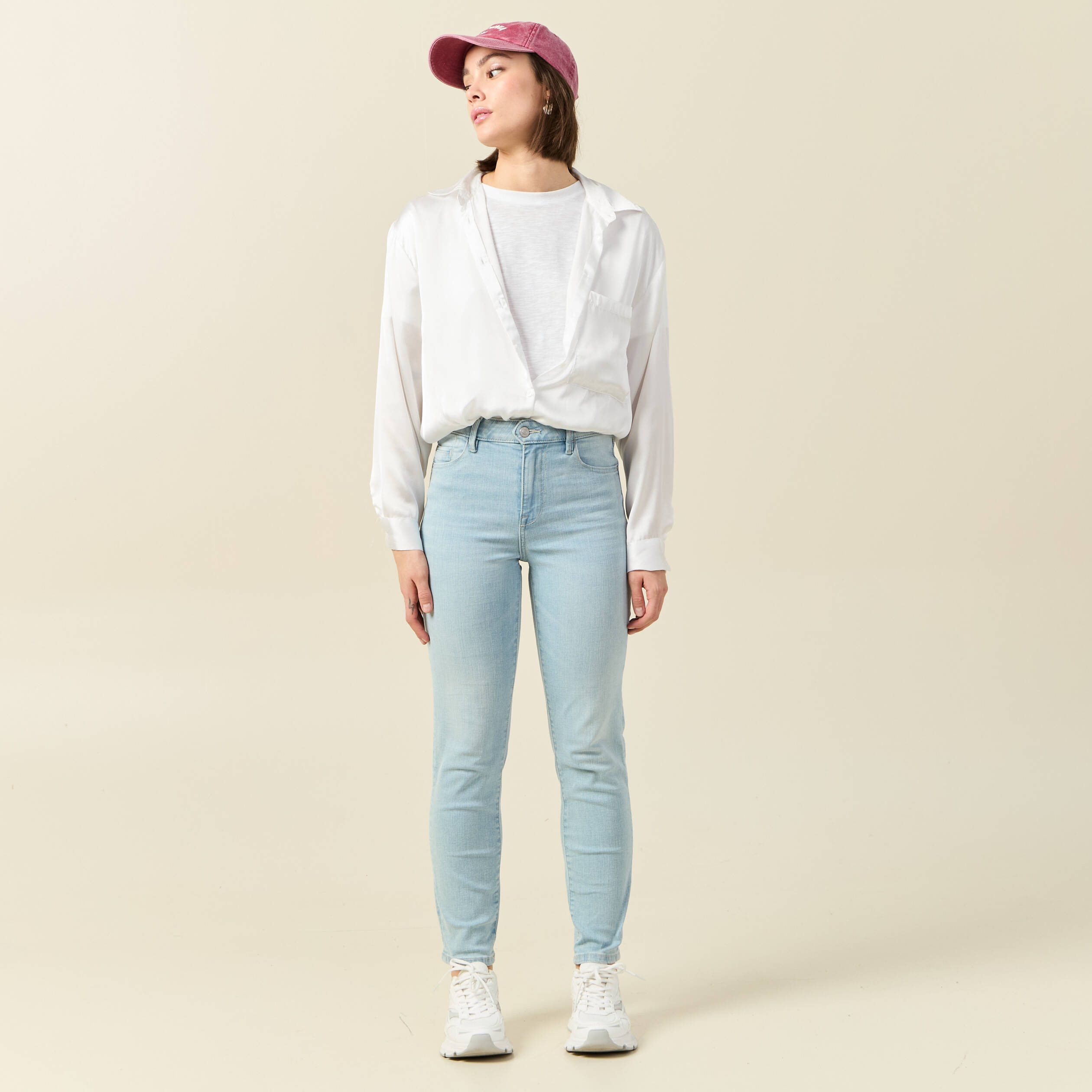 jeans slim taille haute 78eme denim bleach femme Jeans slim taille haute 7/8ème denim bleach femme