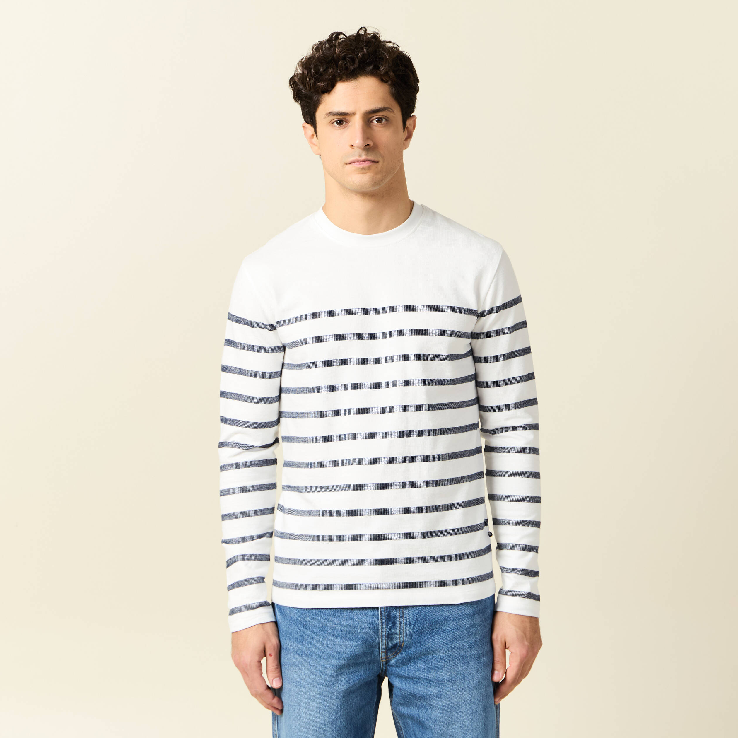 t shirt manches longues ecru homme T-shirt manches longues ecru homme