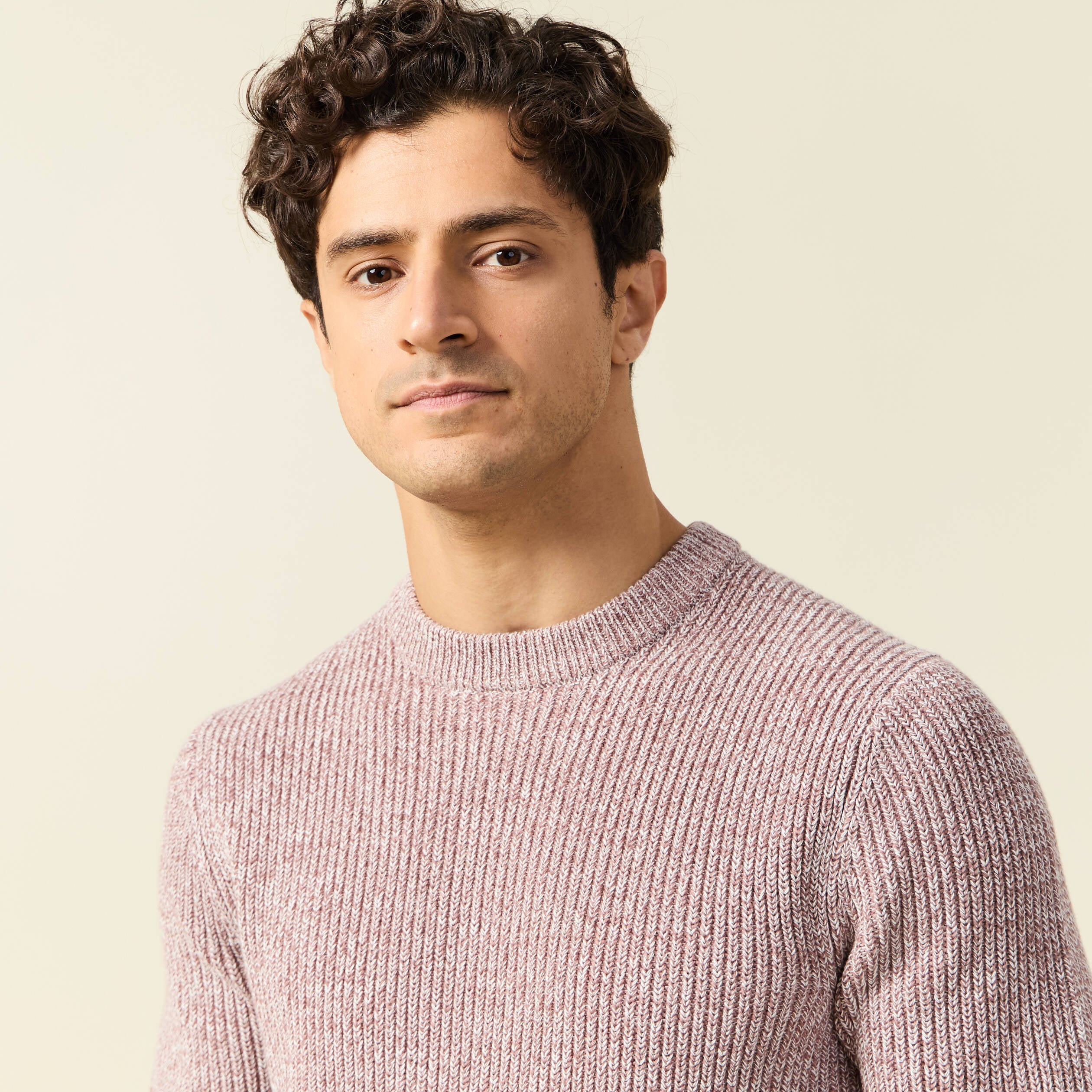 Pull manches longues vieux rose homme