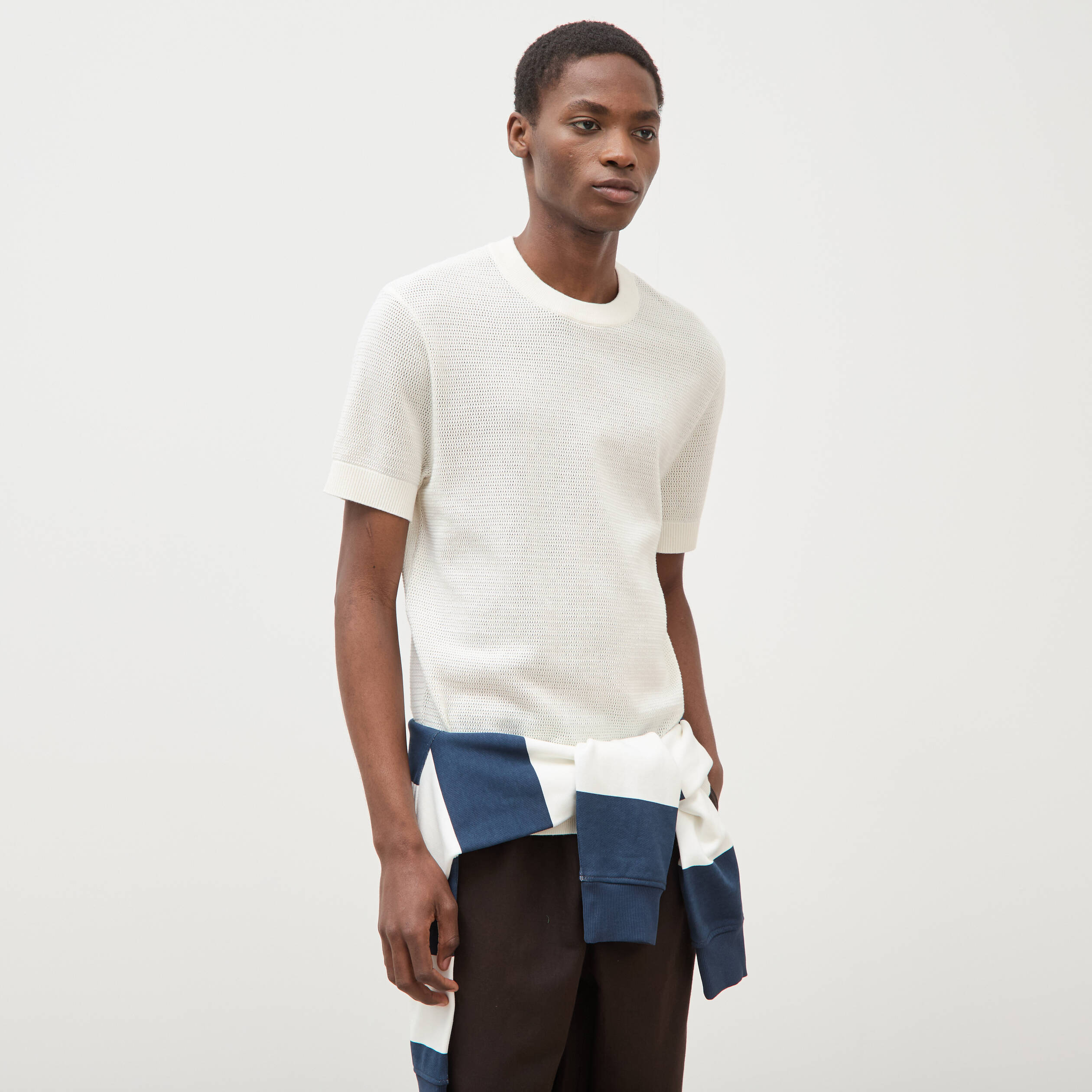 T-shirt en coton manches courtes ecru homme