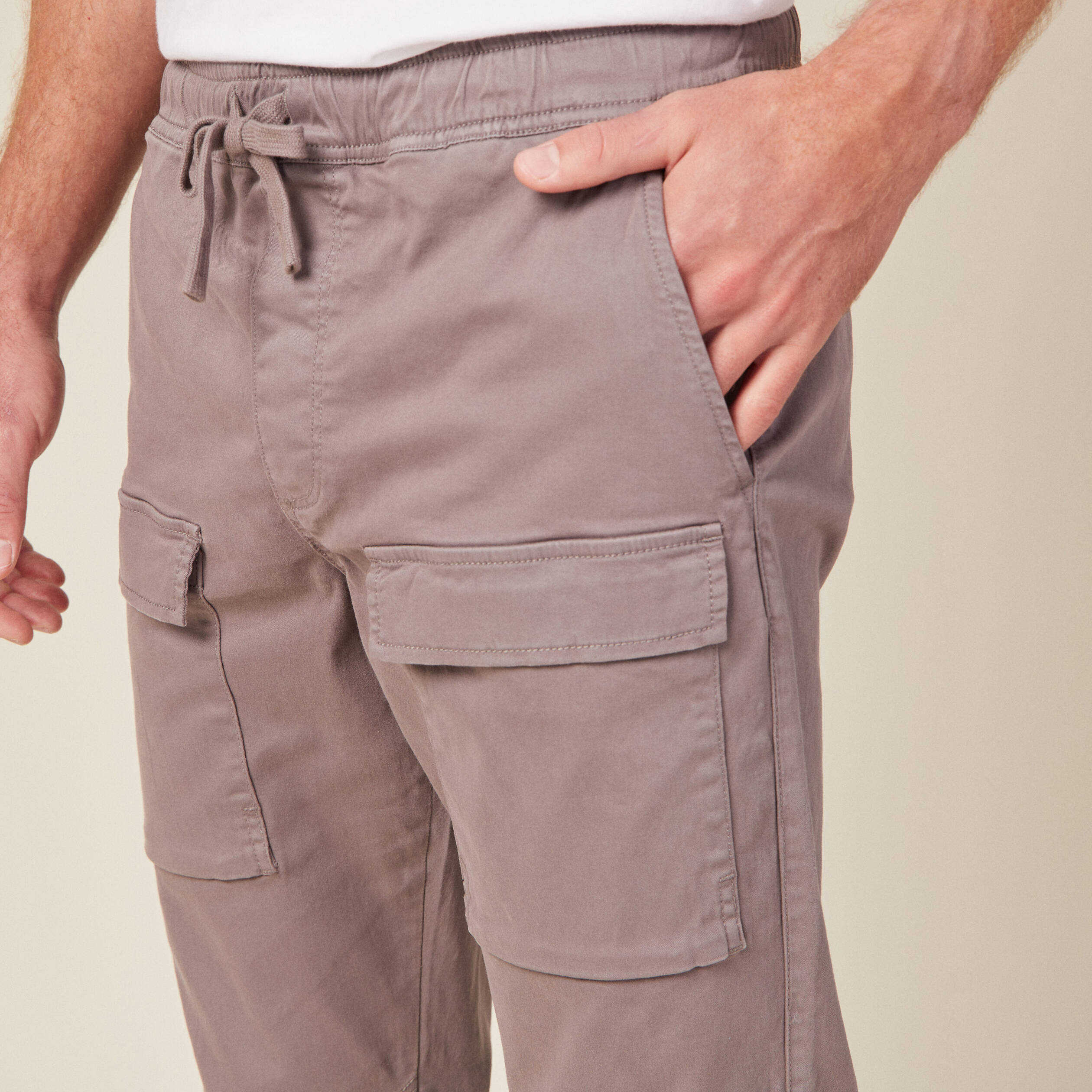 Pantalon battle élastiqué gris homme