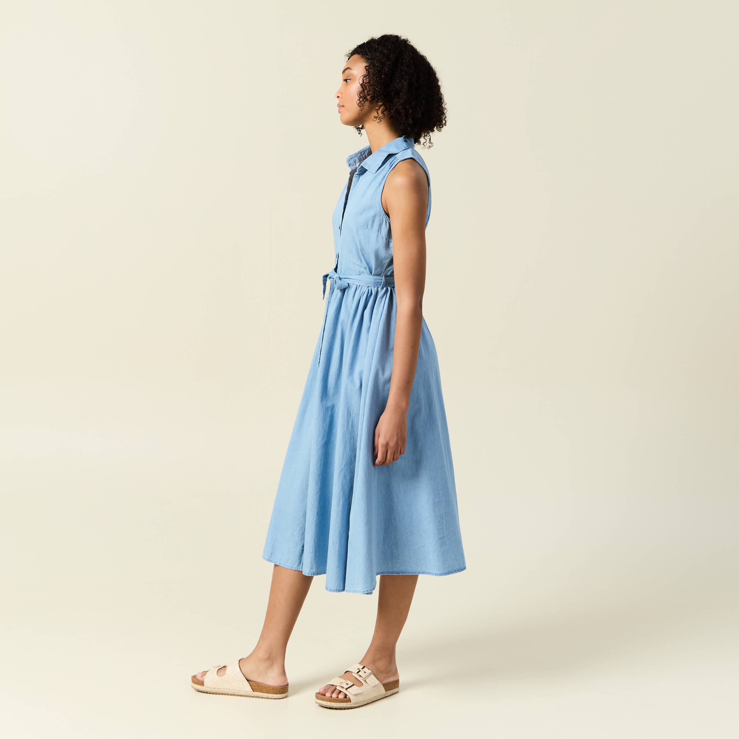 robe longue trapeze jean denim bleach femme Robe longue trapèze jean denim bleach femme