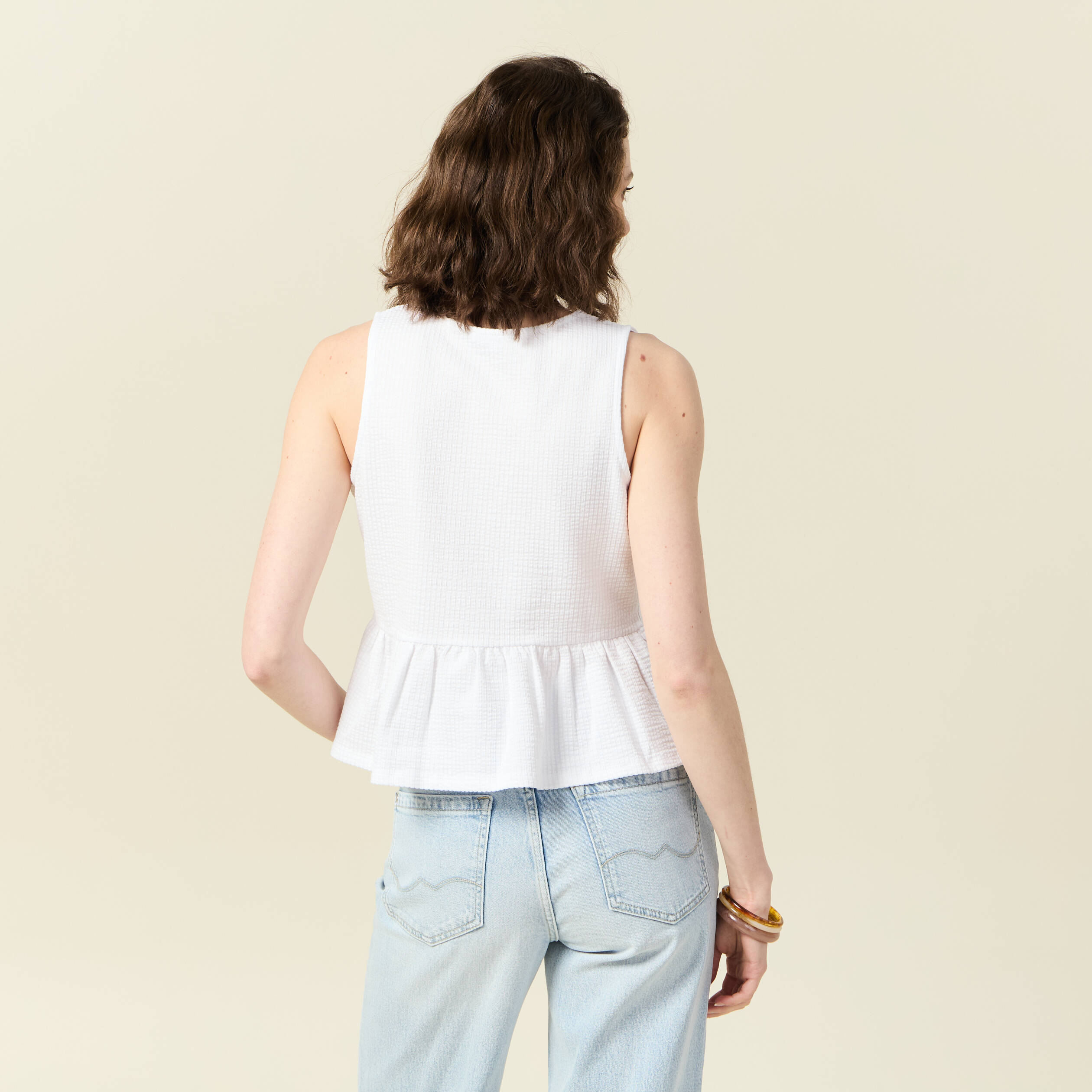 Blouse sans manches blanc femme