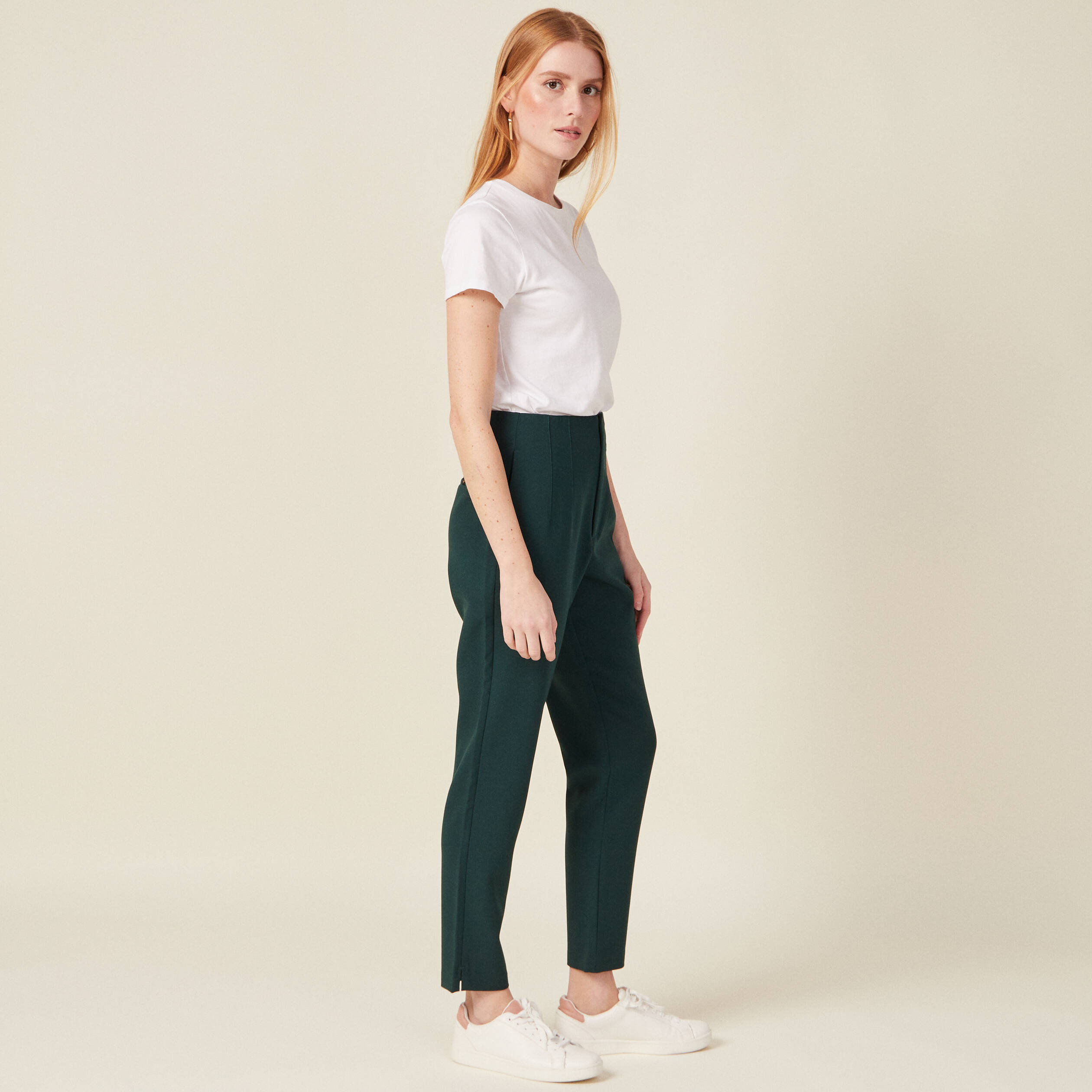 Pantalon cigarette vert fonce femme Bonobo