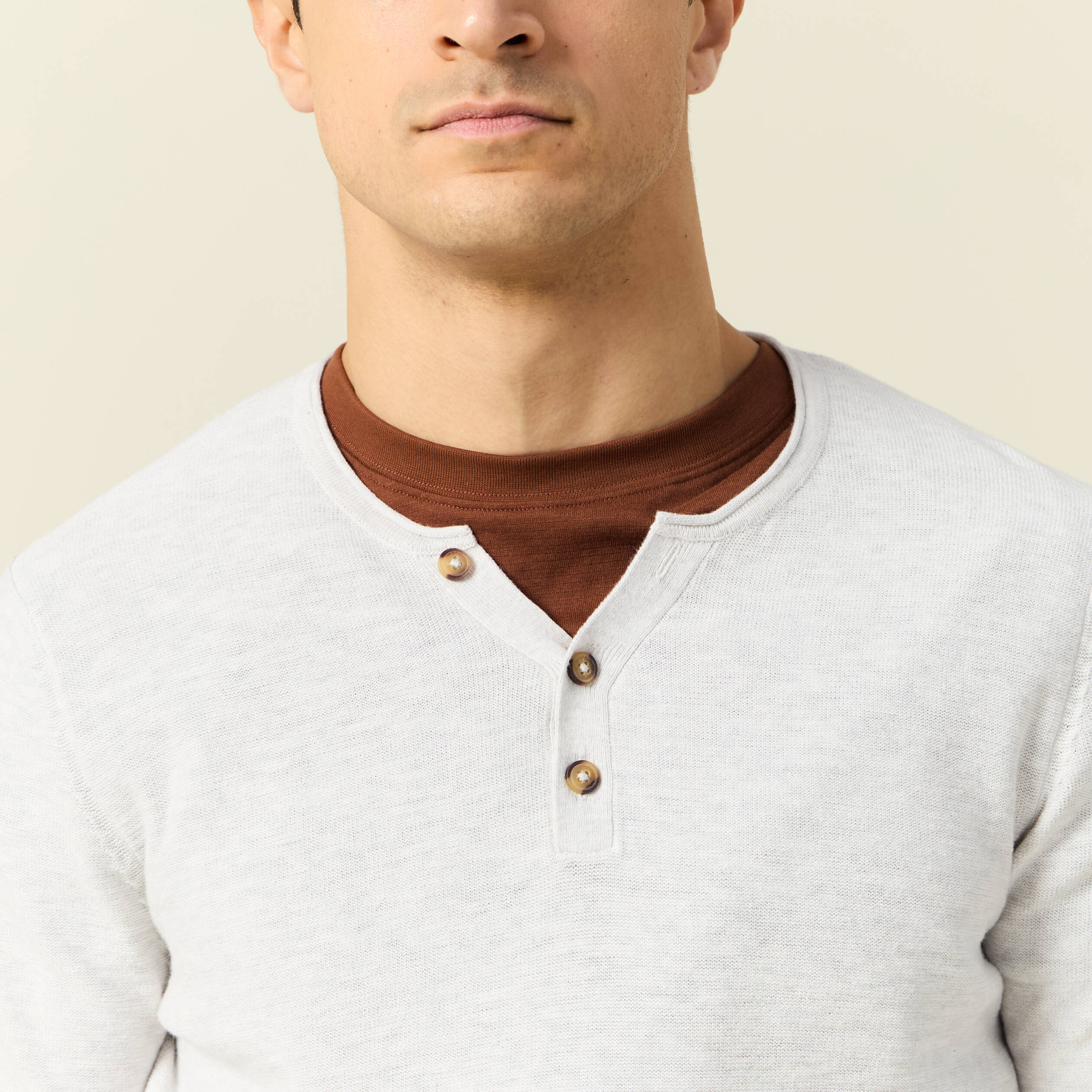Pull manches longues ecru homme