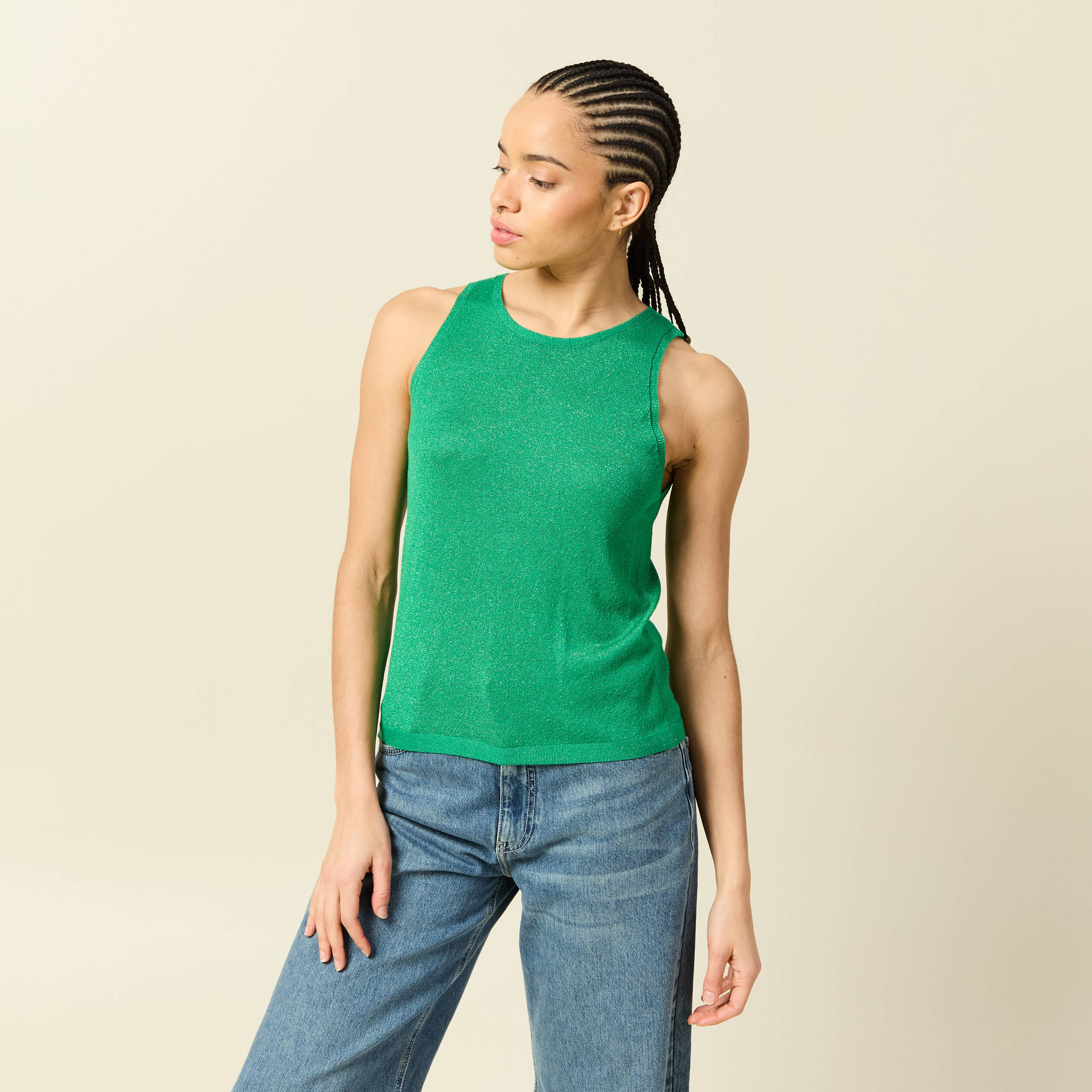 Débardeur Femme Sans Manches Boutons Été - Col Rond Coton Uni Long Basique Coupe Ample - Grandes Tailles Disponibles