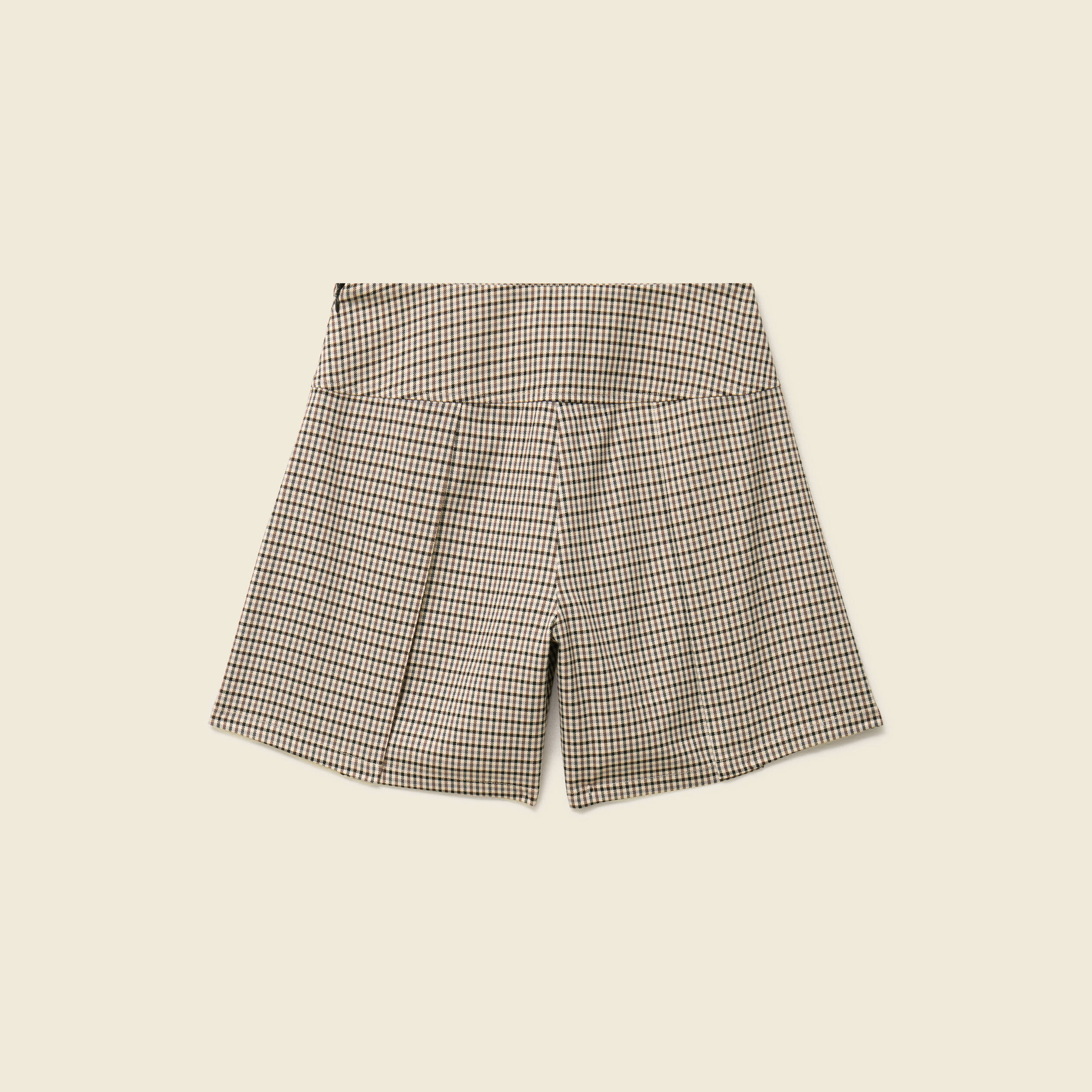Short pliss&eacute; taille haute fluide marron femme