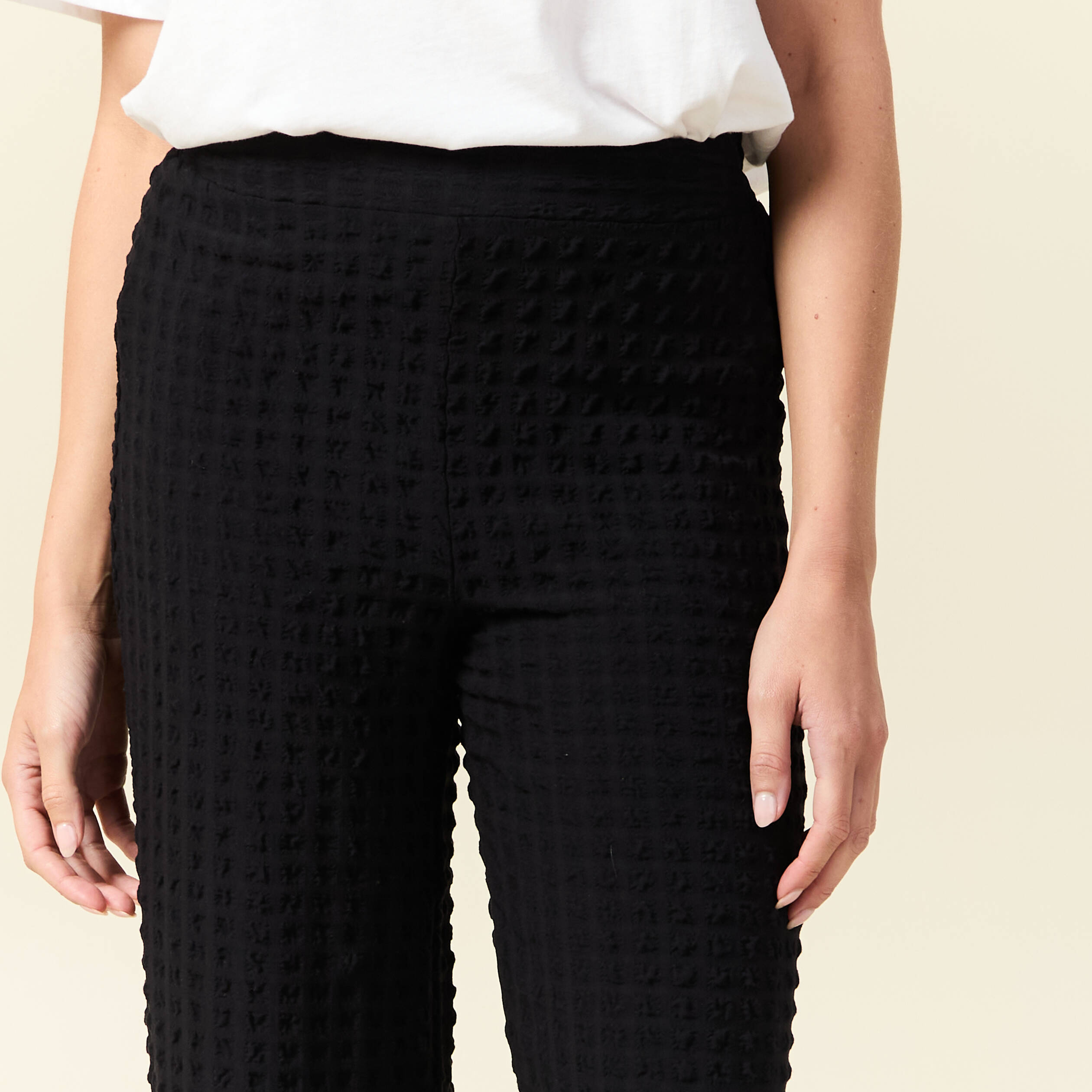 Pantalon loose taille haute fluide noir femme