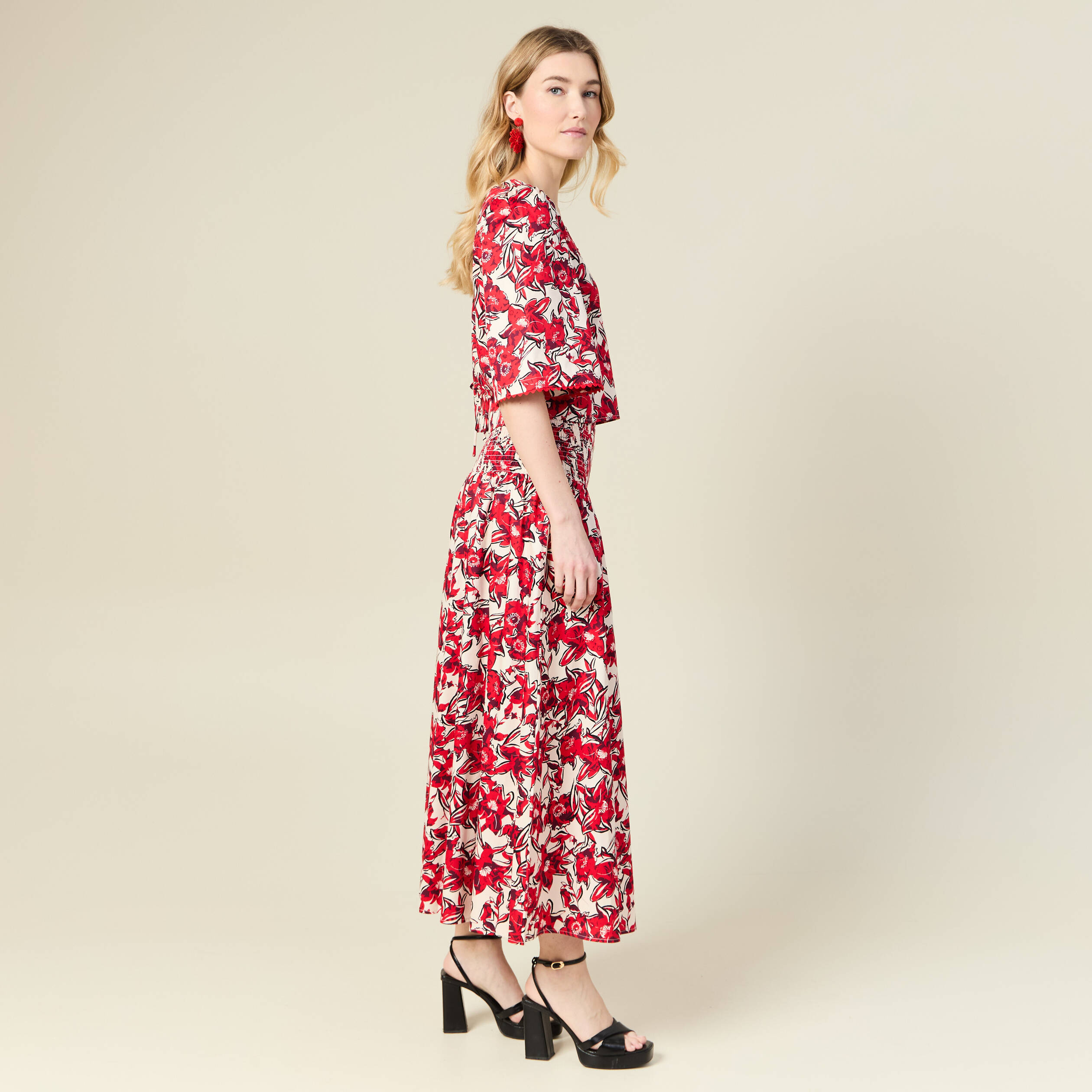 jupe longue evasee rouge femme Jupe longue évasée rouge femme