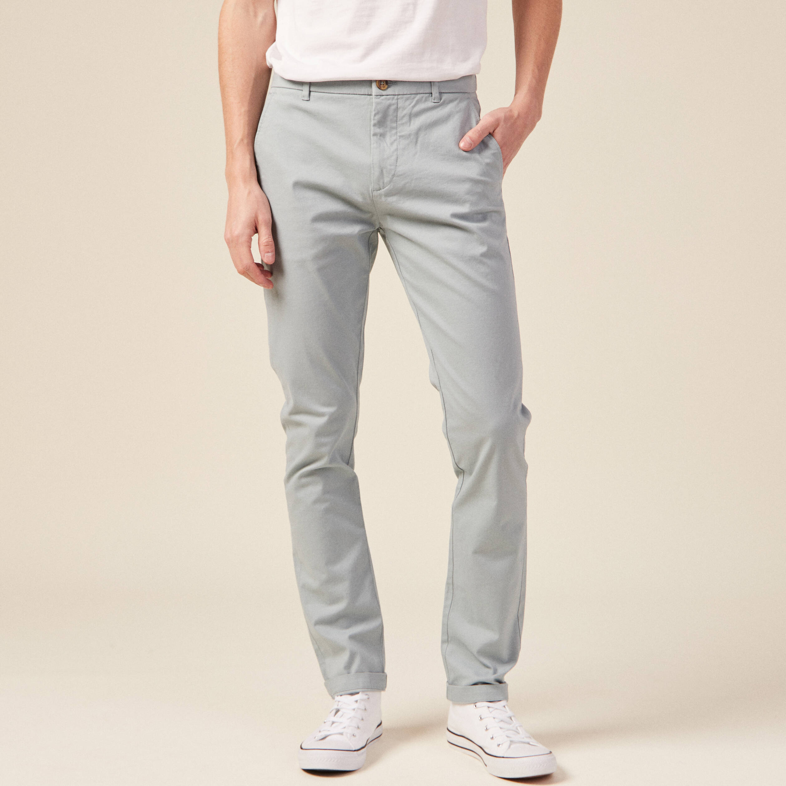 pantalon slim instinct chino bleu gris homme Pantalon slim Instinct chino bleu gris homme