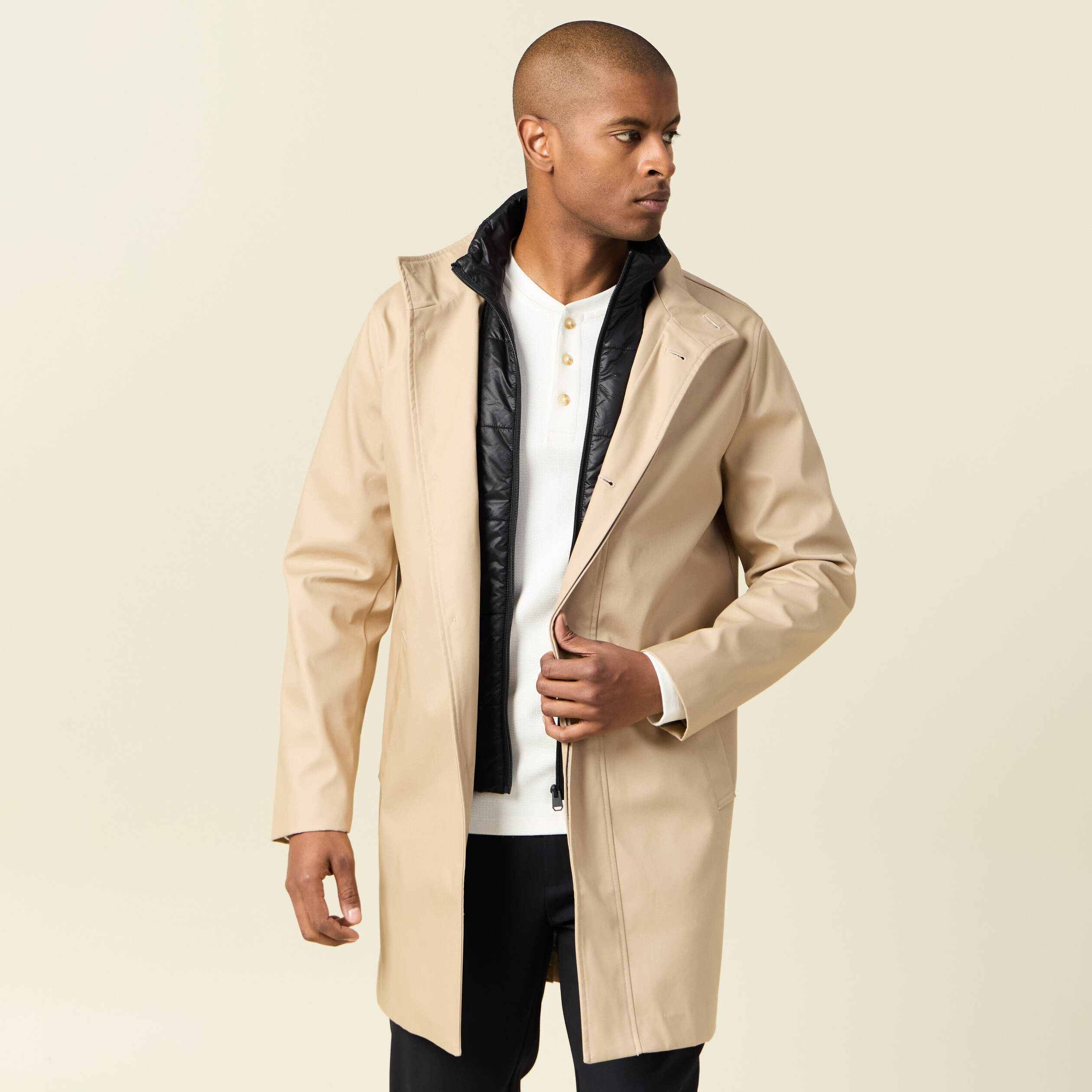 trench mi long col montant gris homme Trench mi-long col montant gris homme