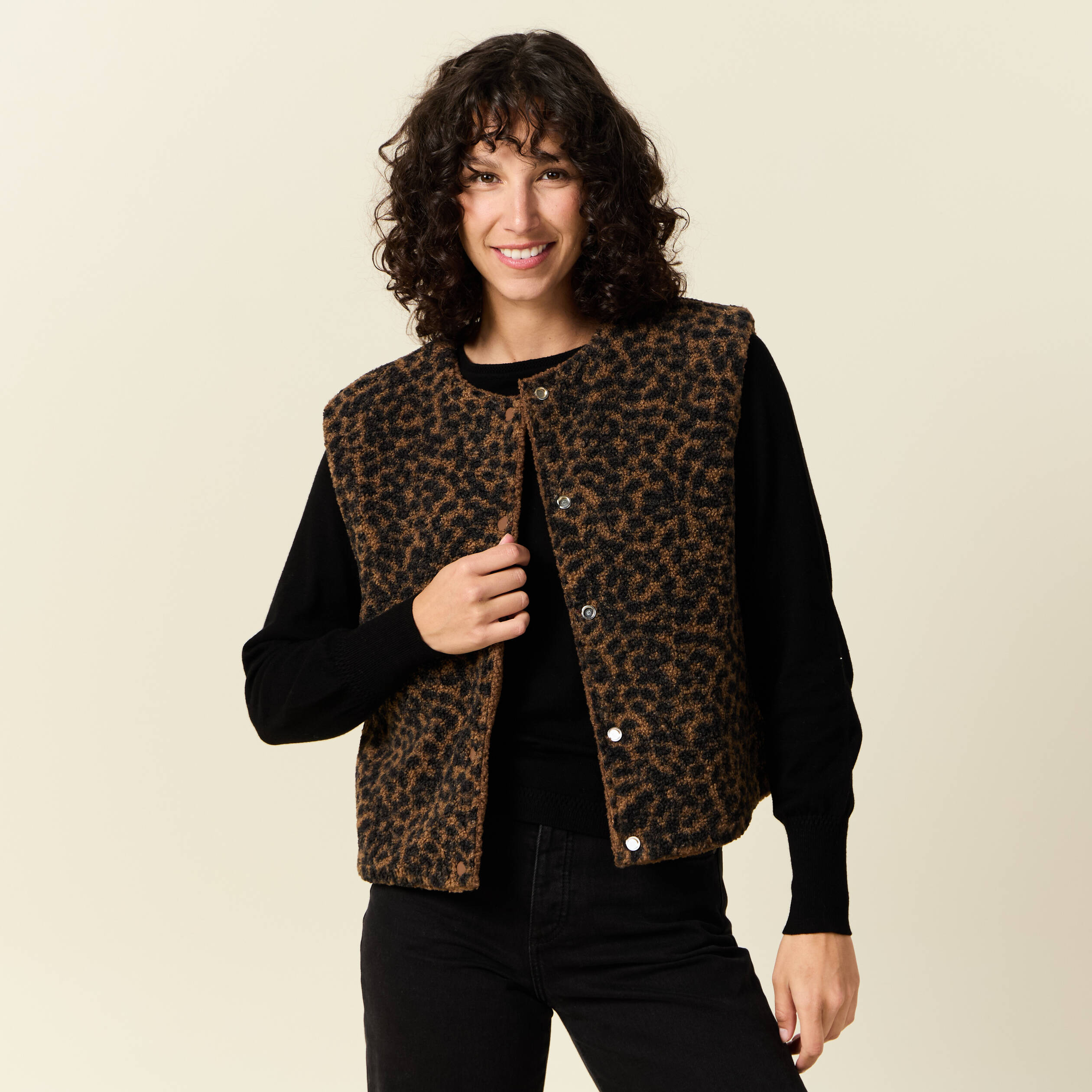 Gilet sans manches r&eacute;versible camel femme