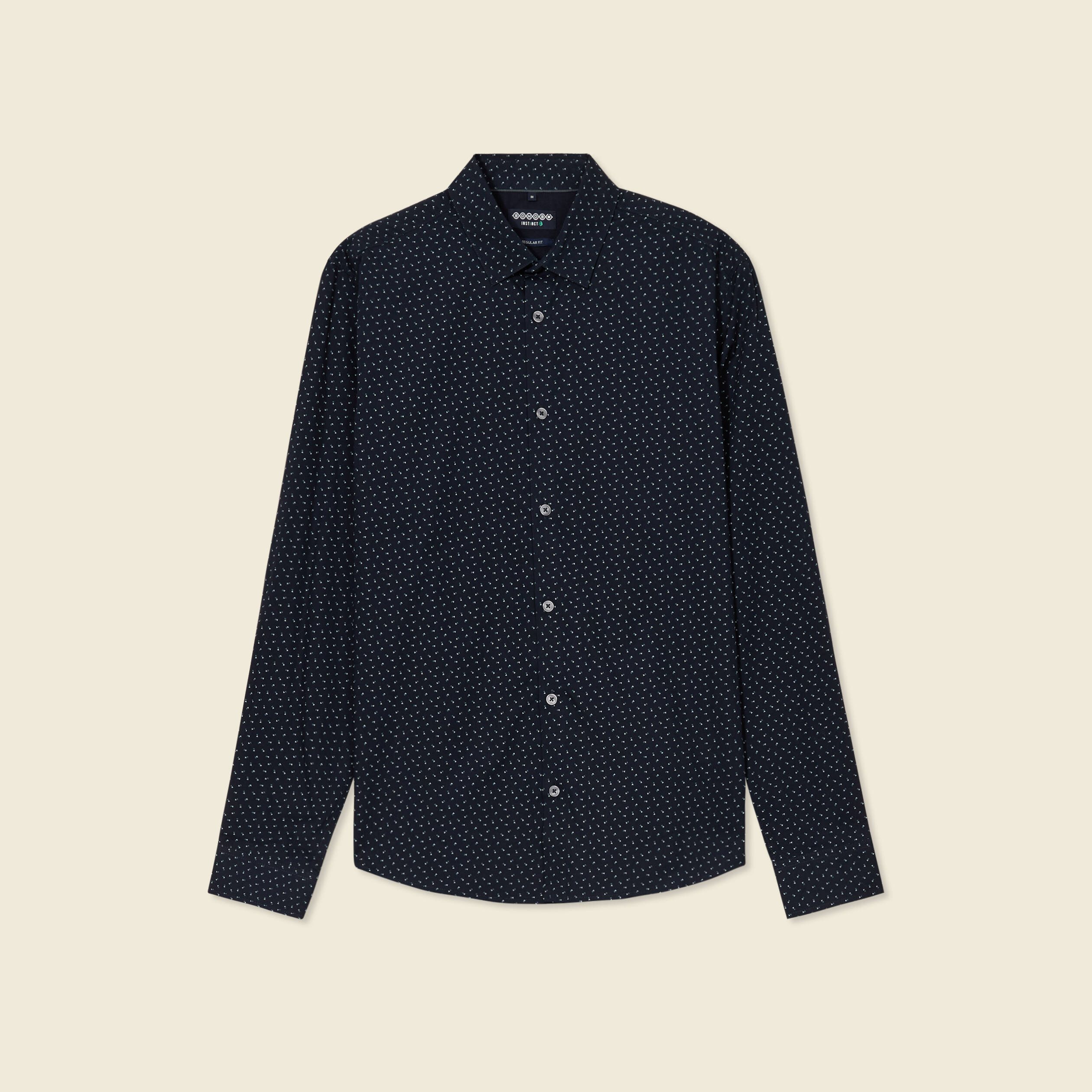 Chemise en coton manches longues bleu marine homme