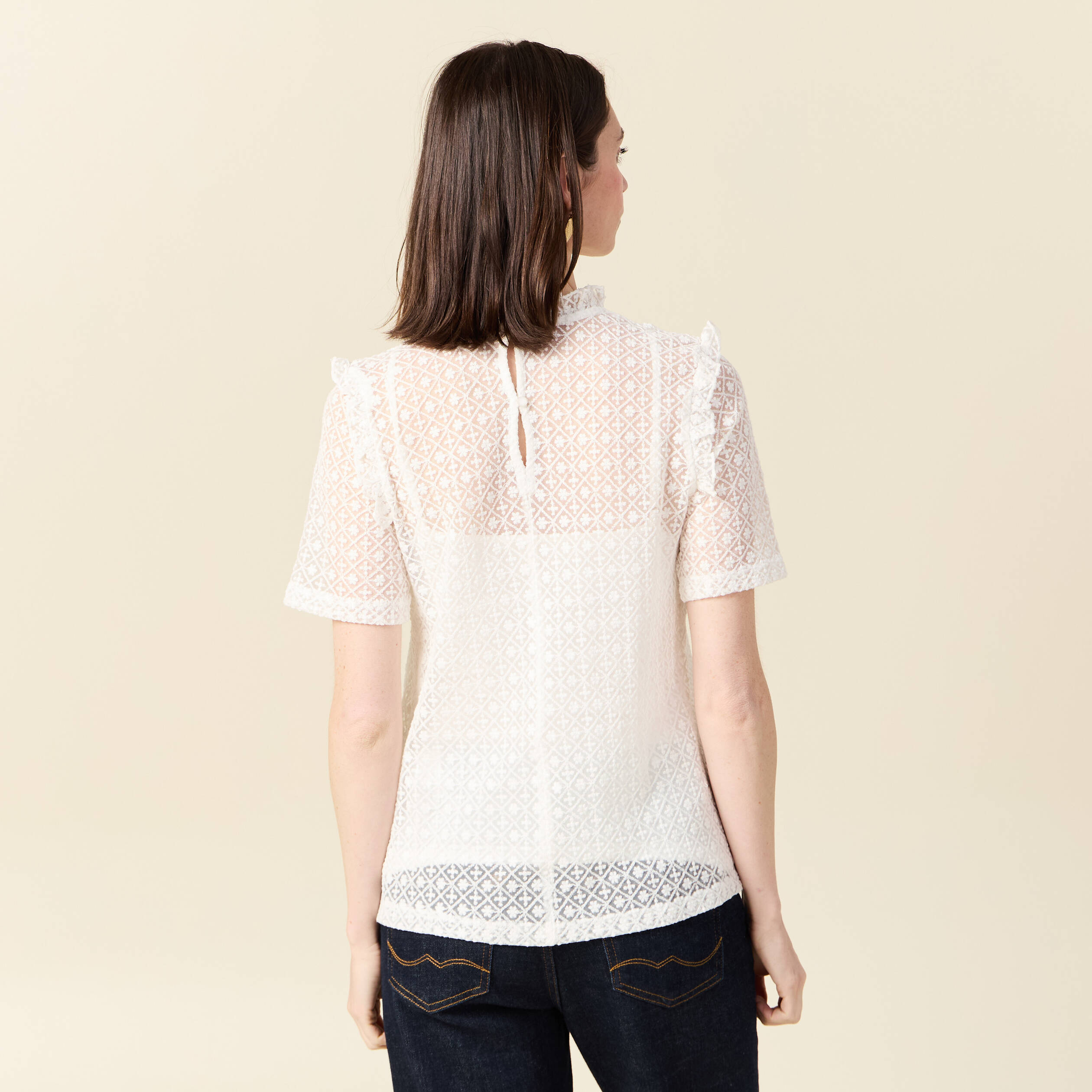 t shirt manches courtes ecru femme T-shirt manches courtes ecru femme