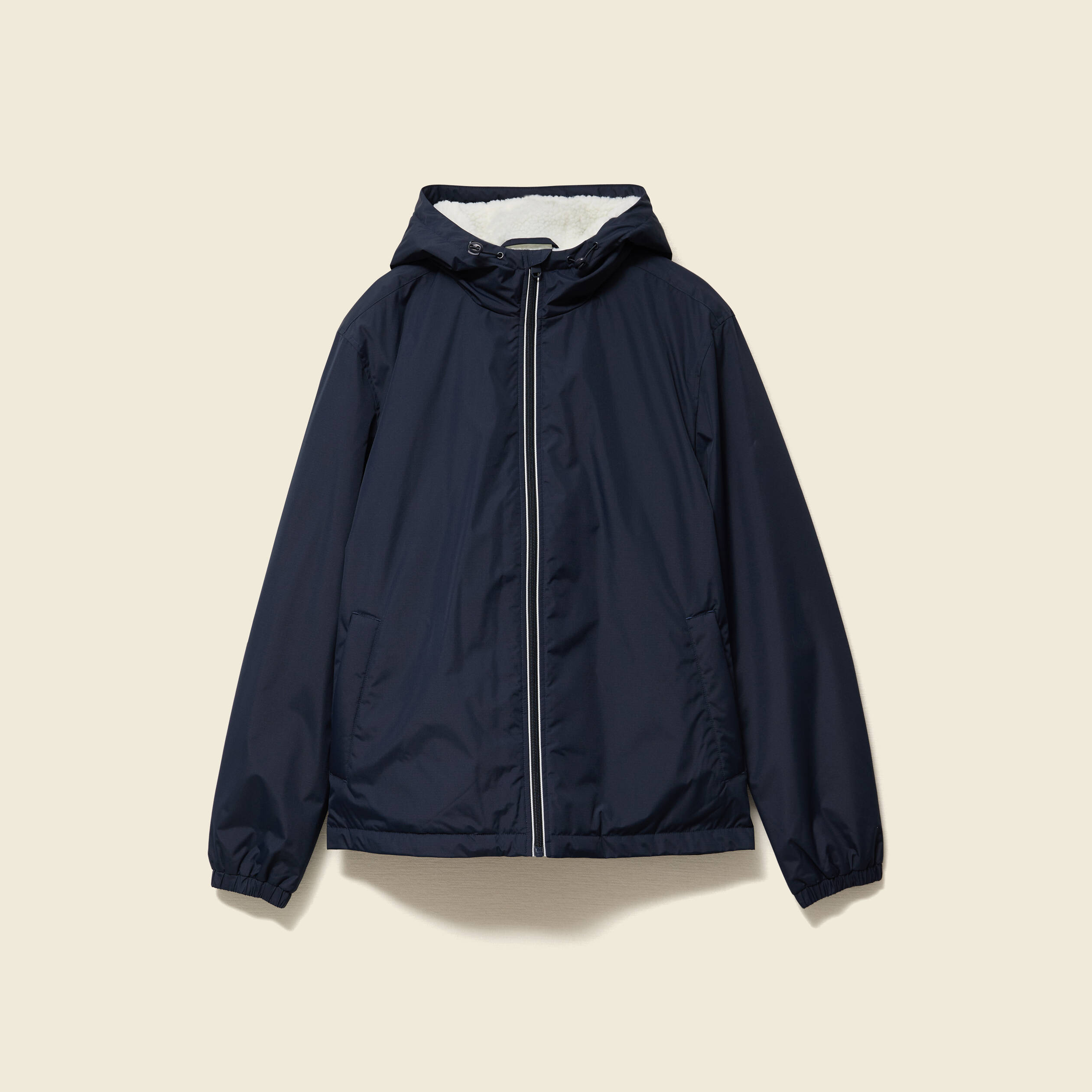 Parka courte droite effet polaire bleu marine homme