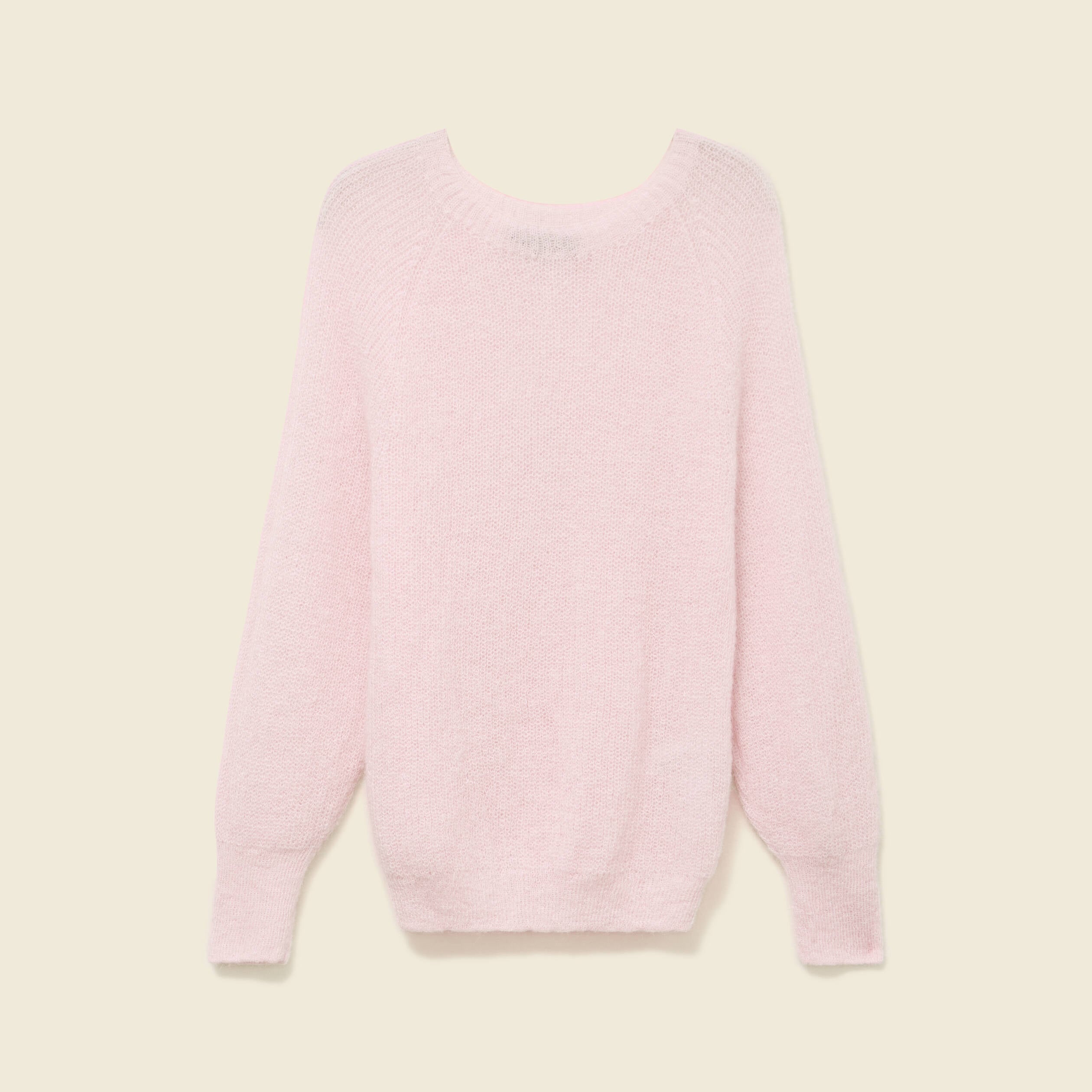 Pull manches longues col rond rose femme