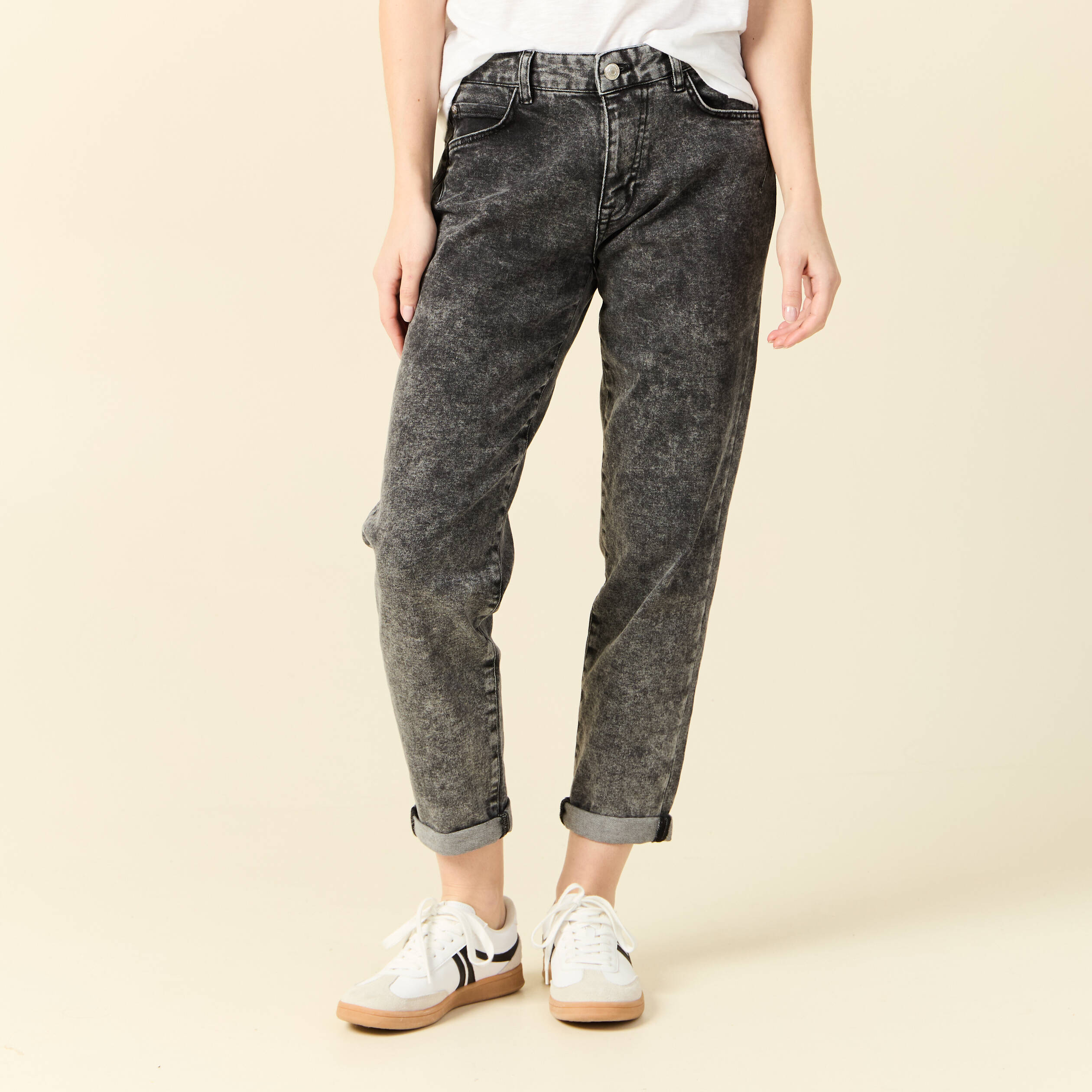 jeans girlfriend 5 poches denim snow gris femme Jeans girlfriend 5 poches denim snow gris femme