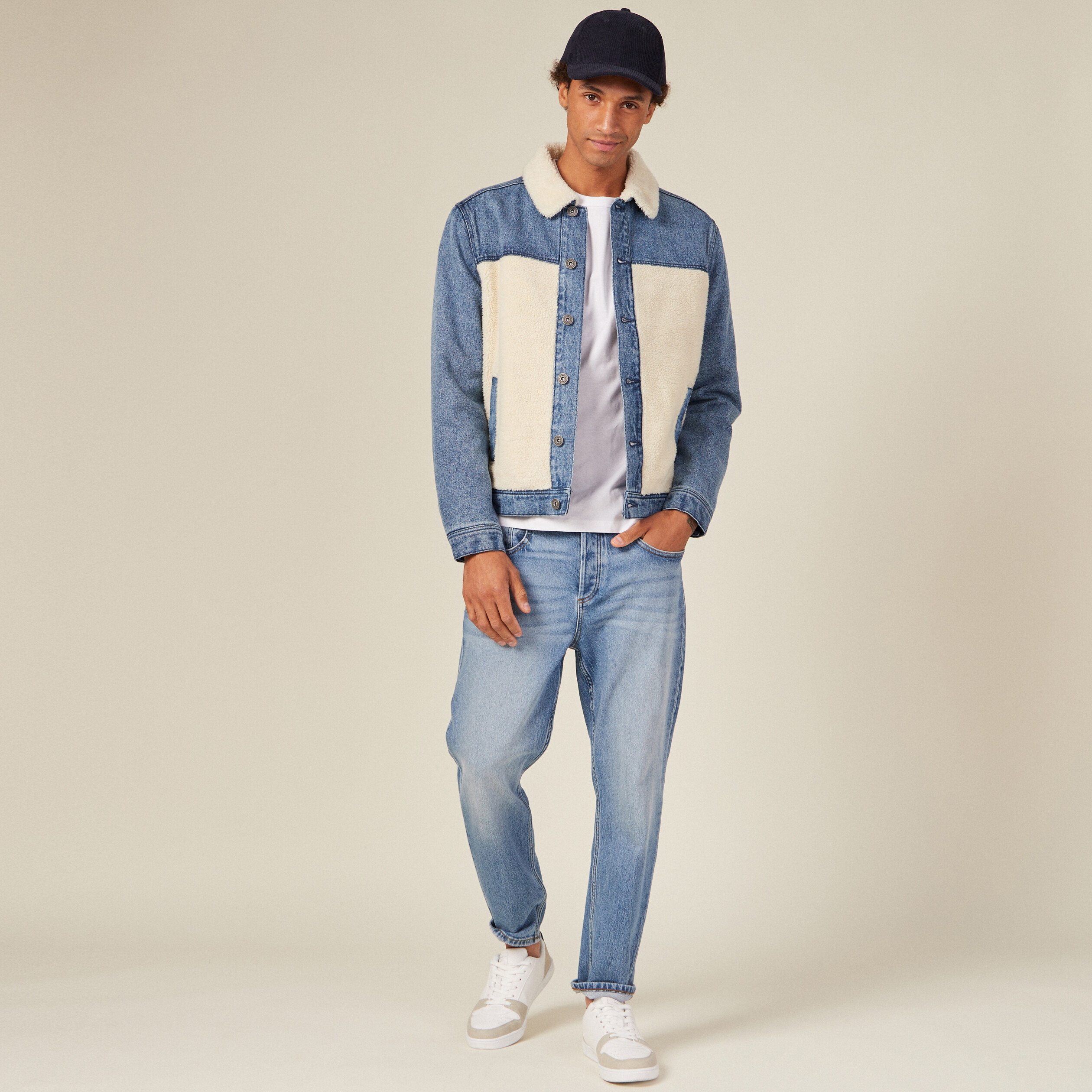 Blouson droit en jean denim stone homme