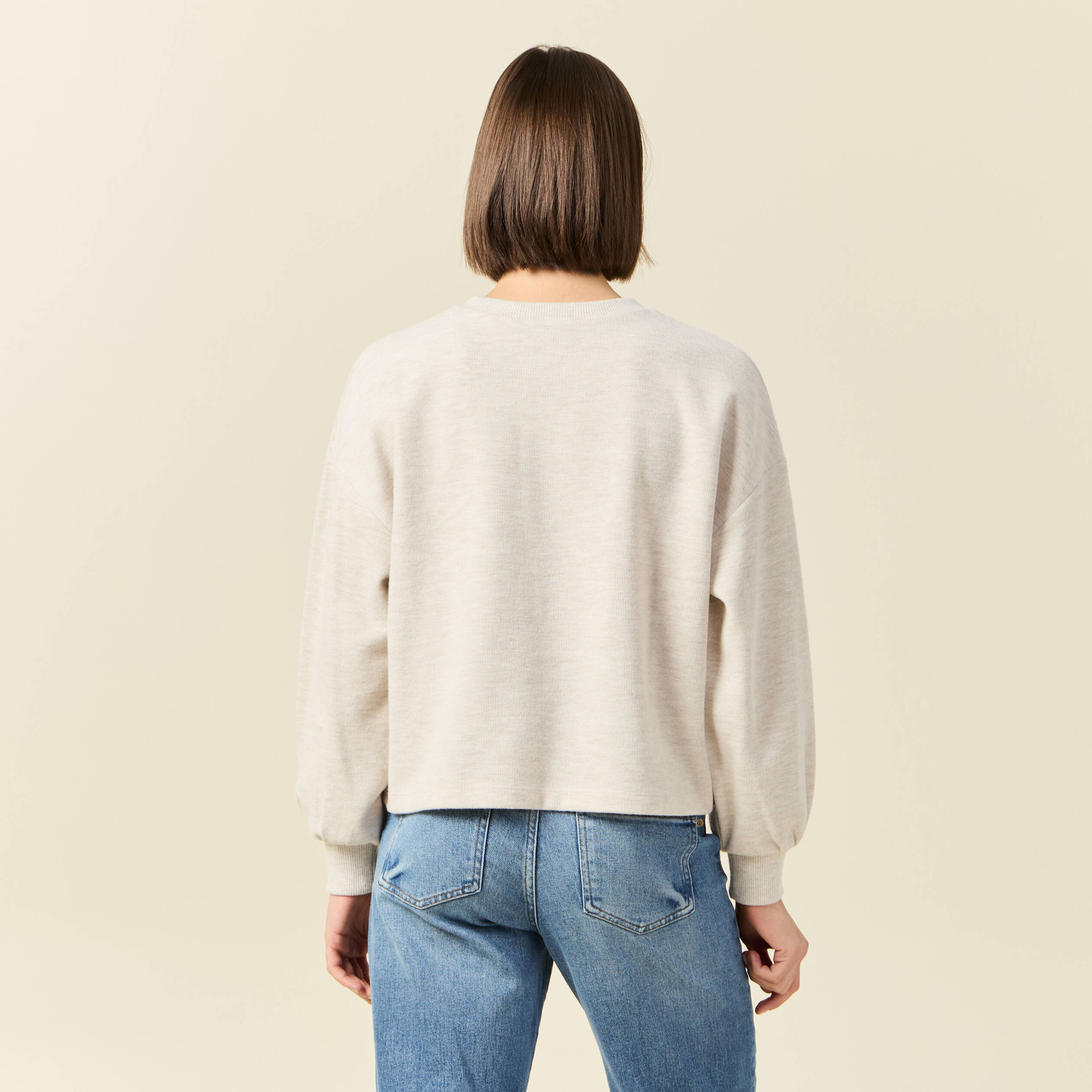 sweat manches longues oversize creme femme Sweat manches longues oversize creme femme