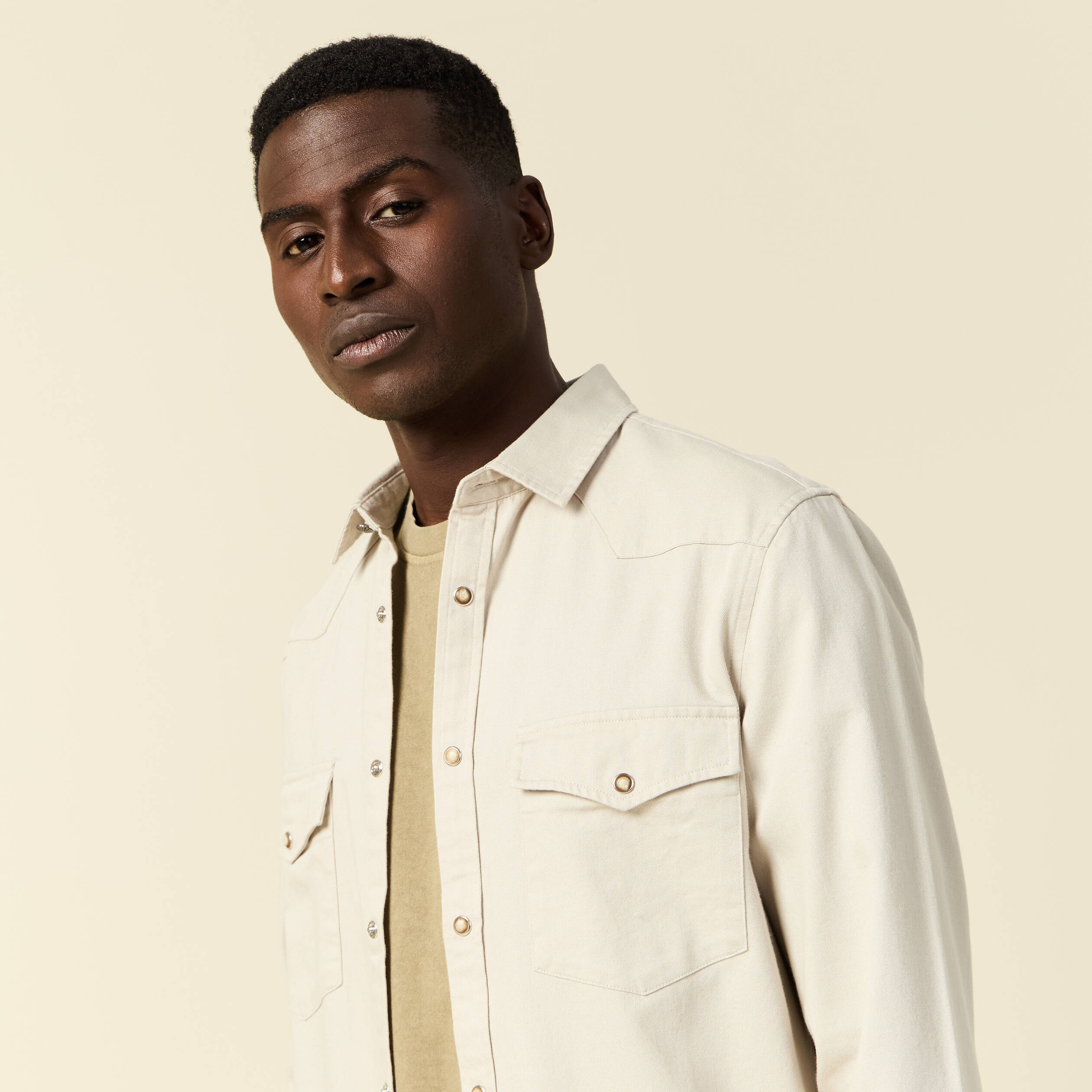 chemise manches longues beige homme Chemise manches longues beige homme