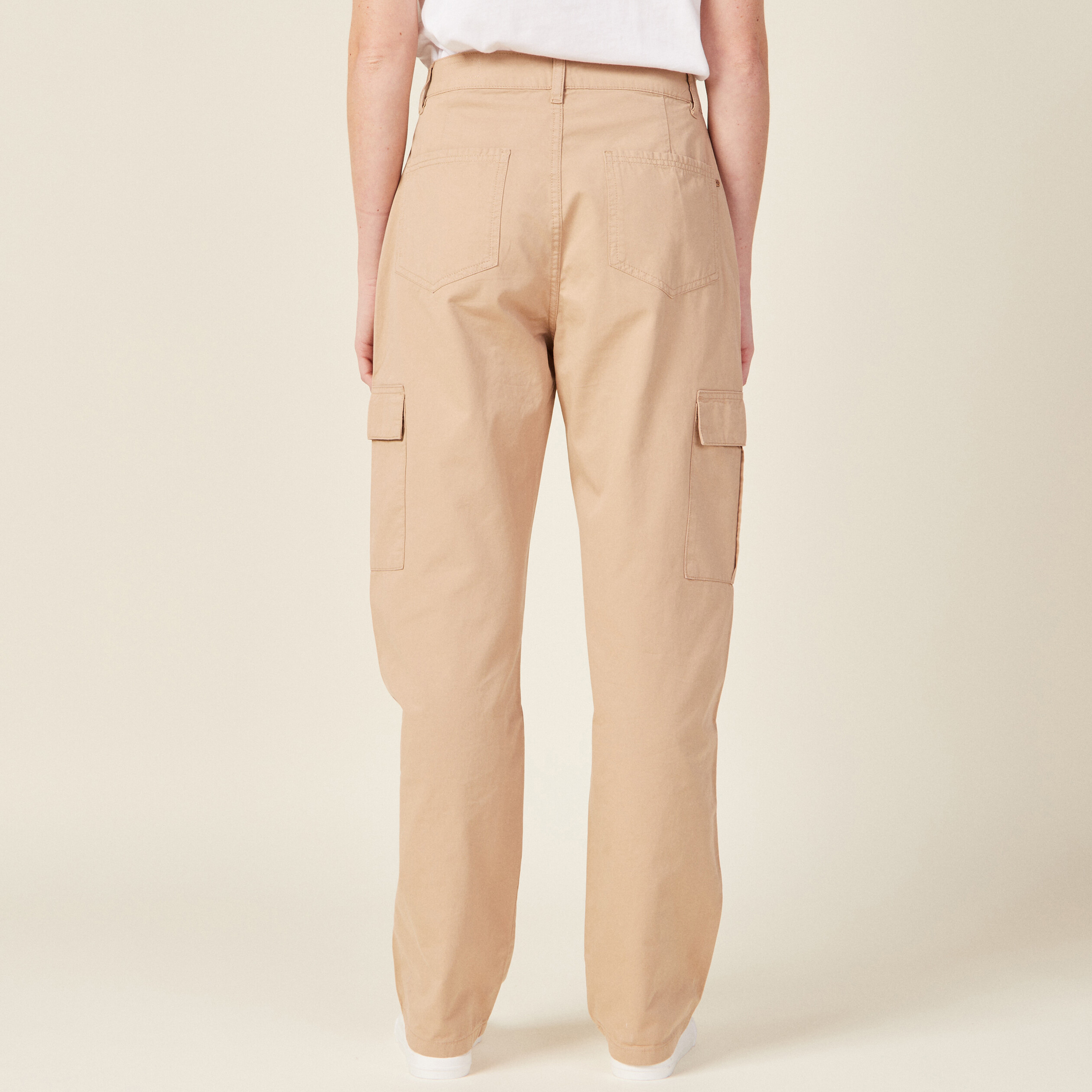 Pantalon cargo beige femme