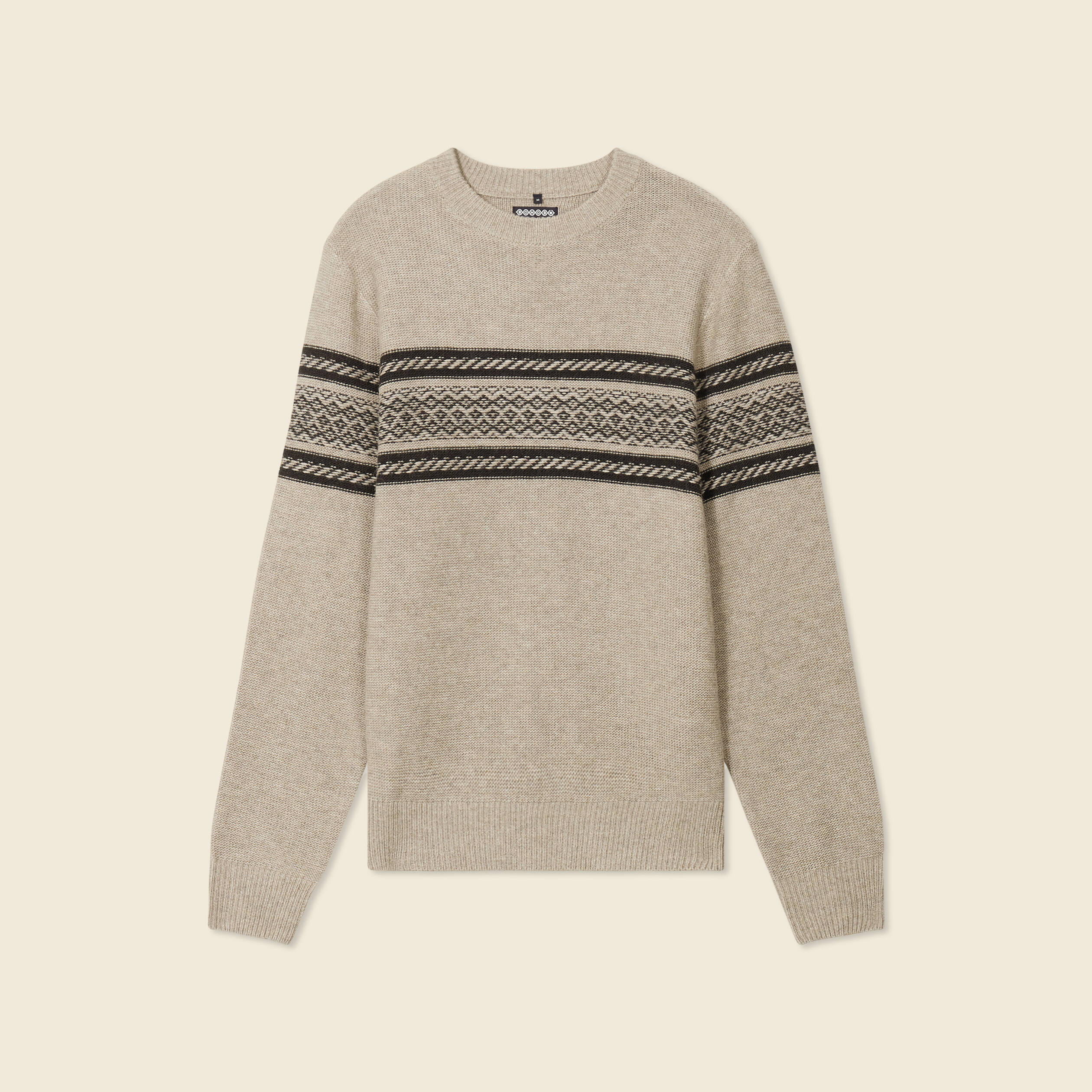 Pull manches longues beige homme