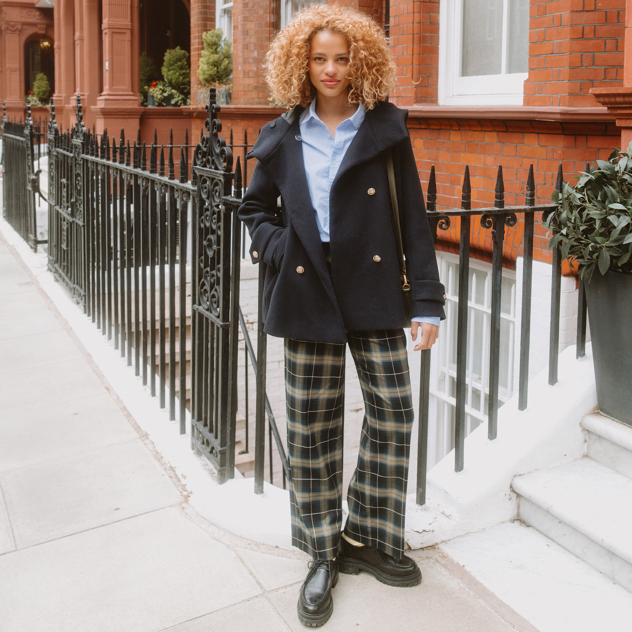 Caban oversize court à capuche bleu foncé femme Bonobo